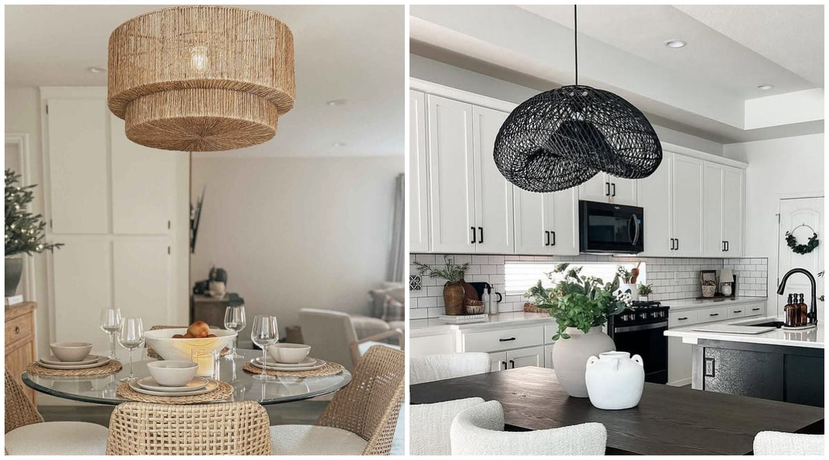 rattan pendant lights in vintage interiors