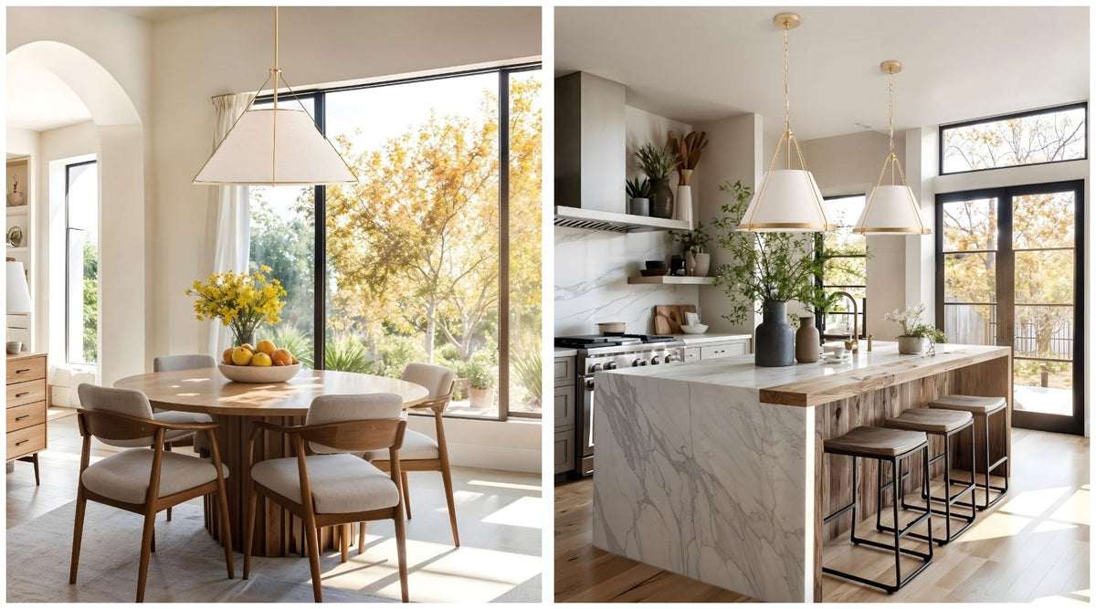 perfect height for hanging pendants over a kitchen island