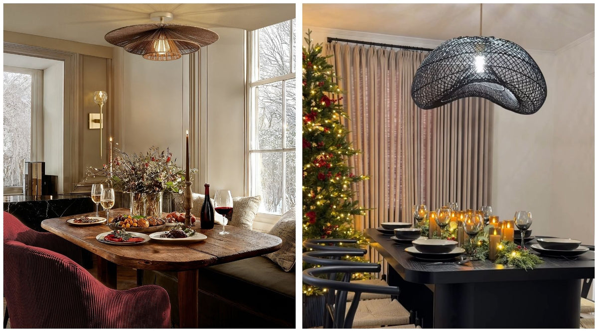 mixing rattan pendant lights with varied styles