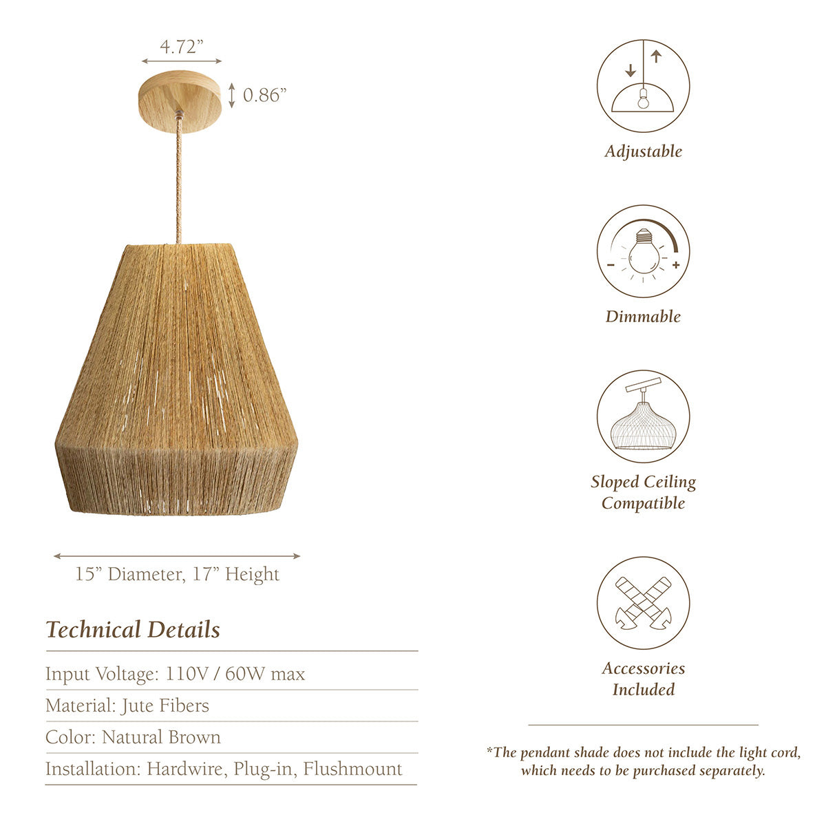 Collins Jute Twist Pendant Light