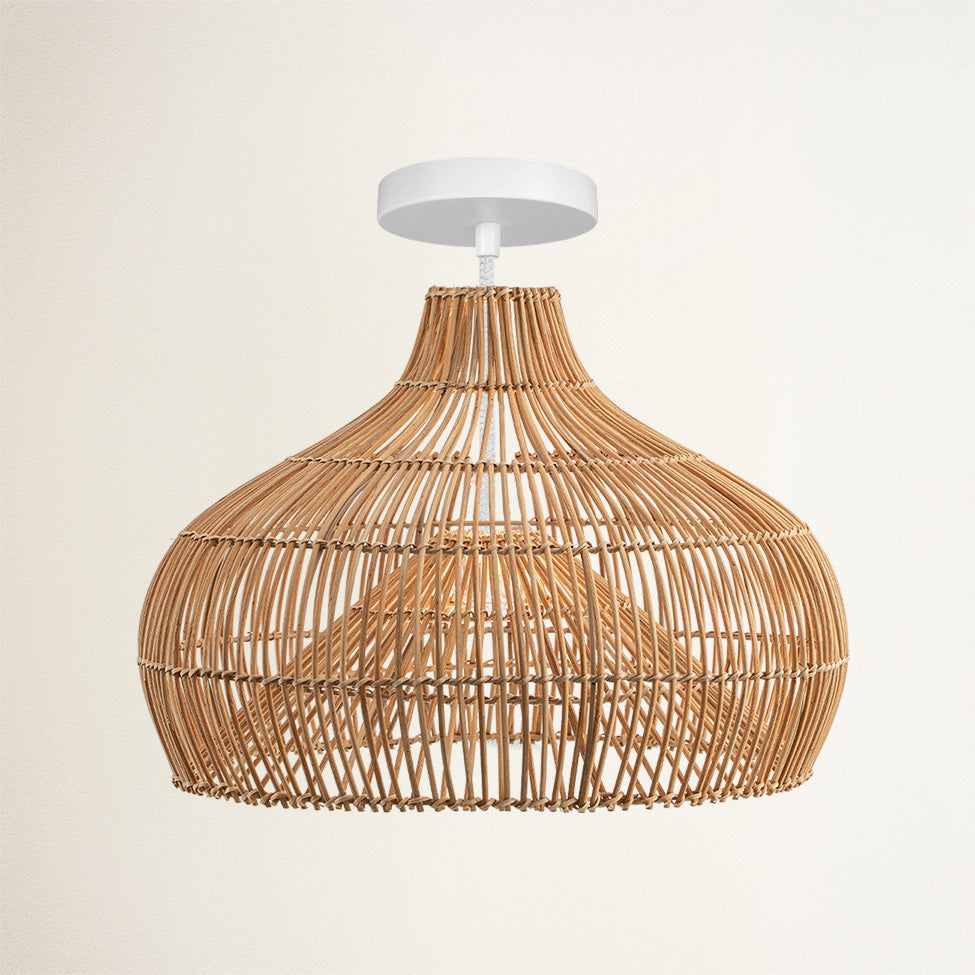 Oceania Cone Rattan Flush Mount Light
