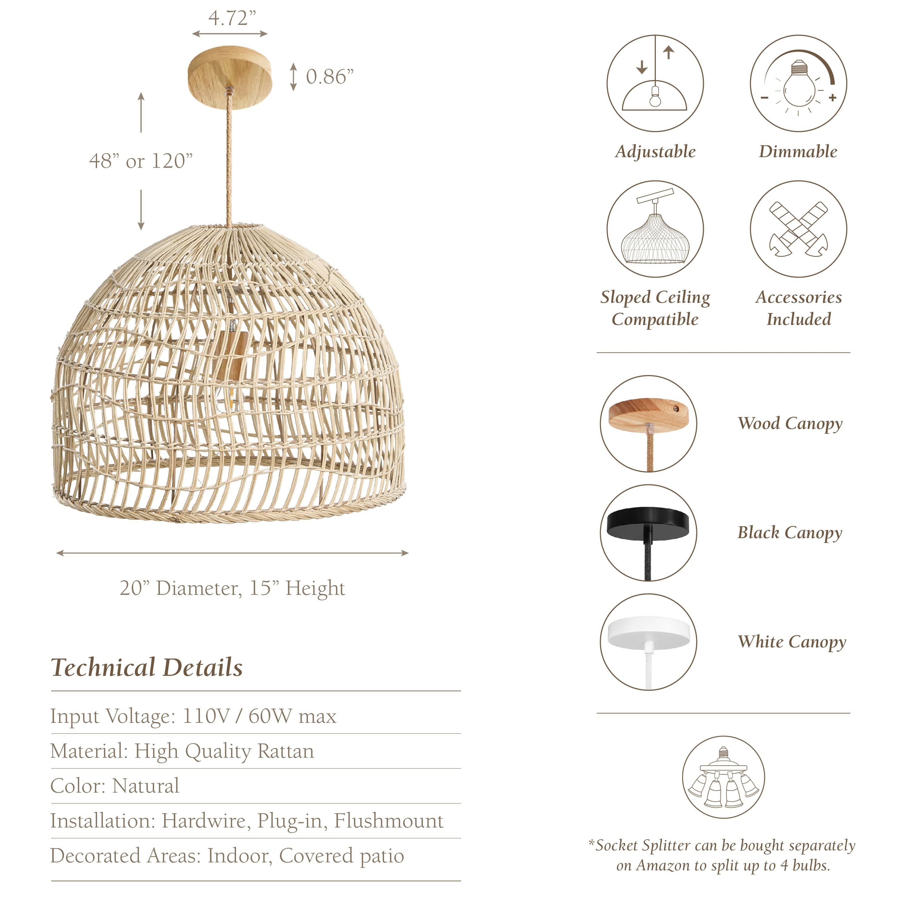 Jace Rattan Pendant Light