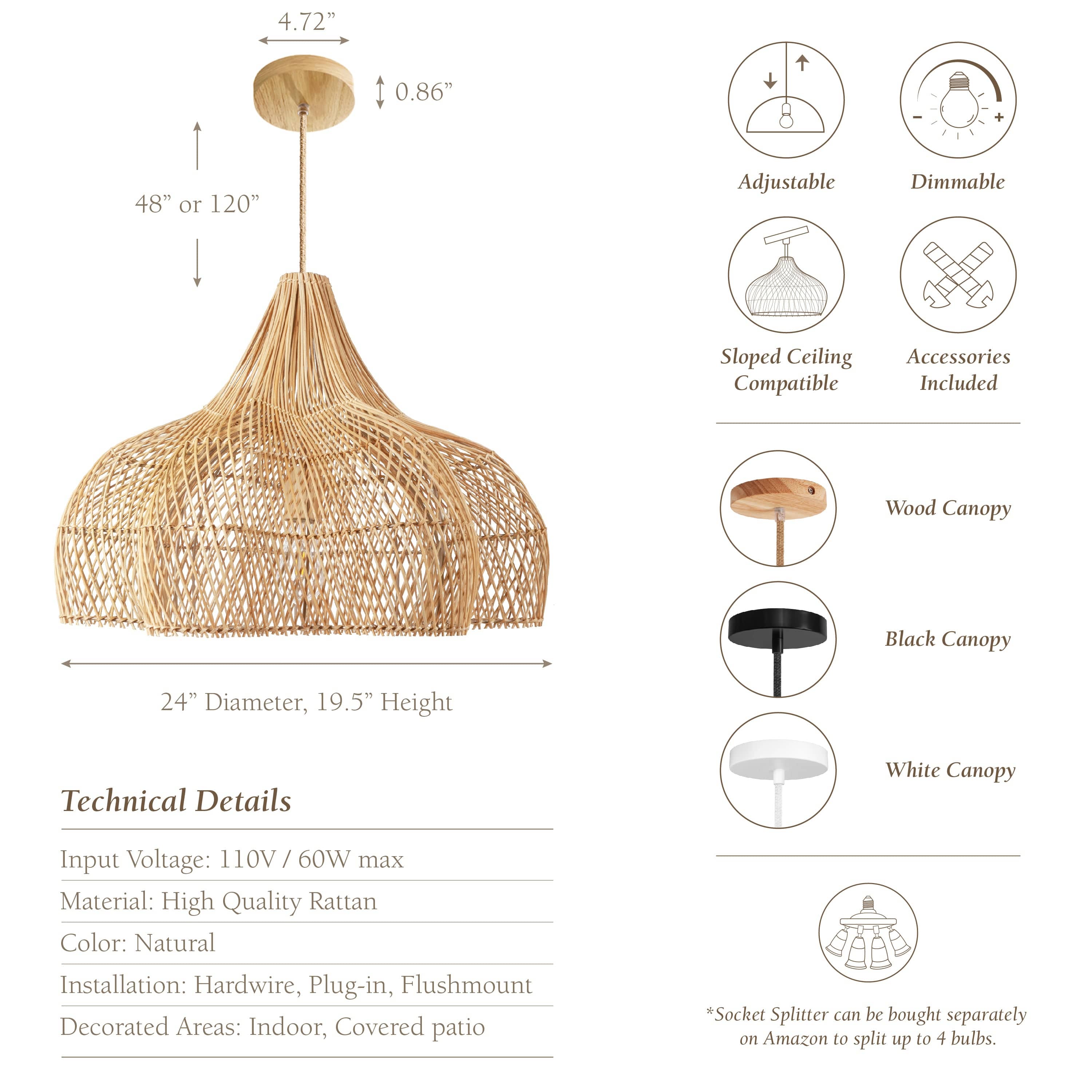 RuffleWisp Rattan Pendant Light