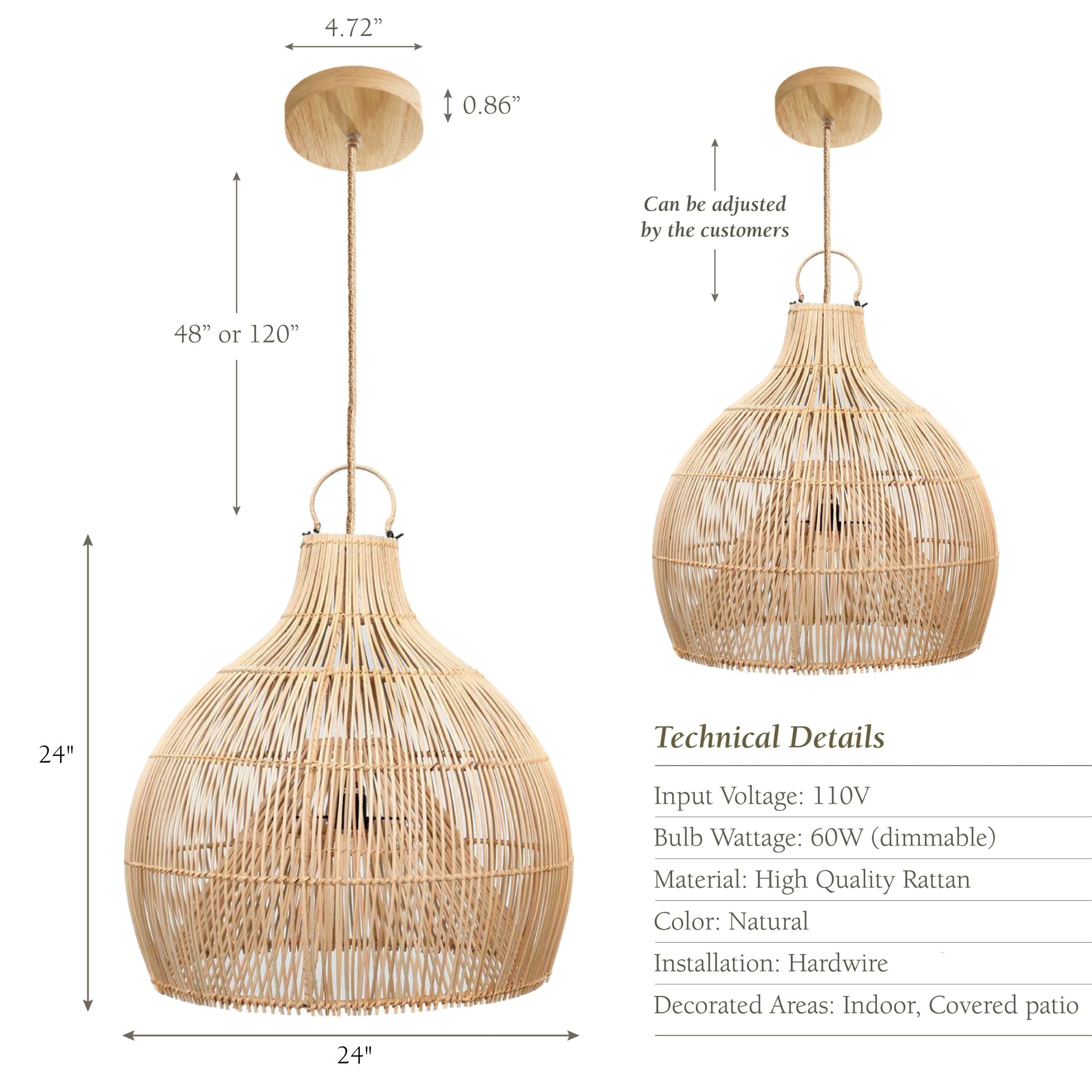 Serena Rattan Dome Light
