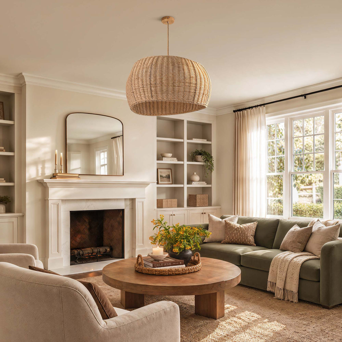 angelo brown rattan pendant light for living room