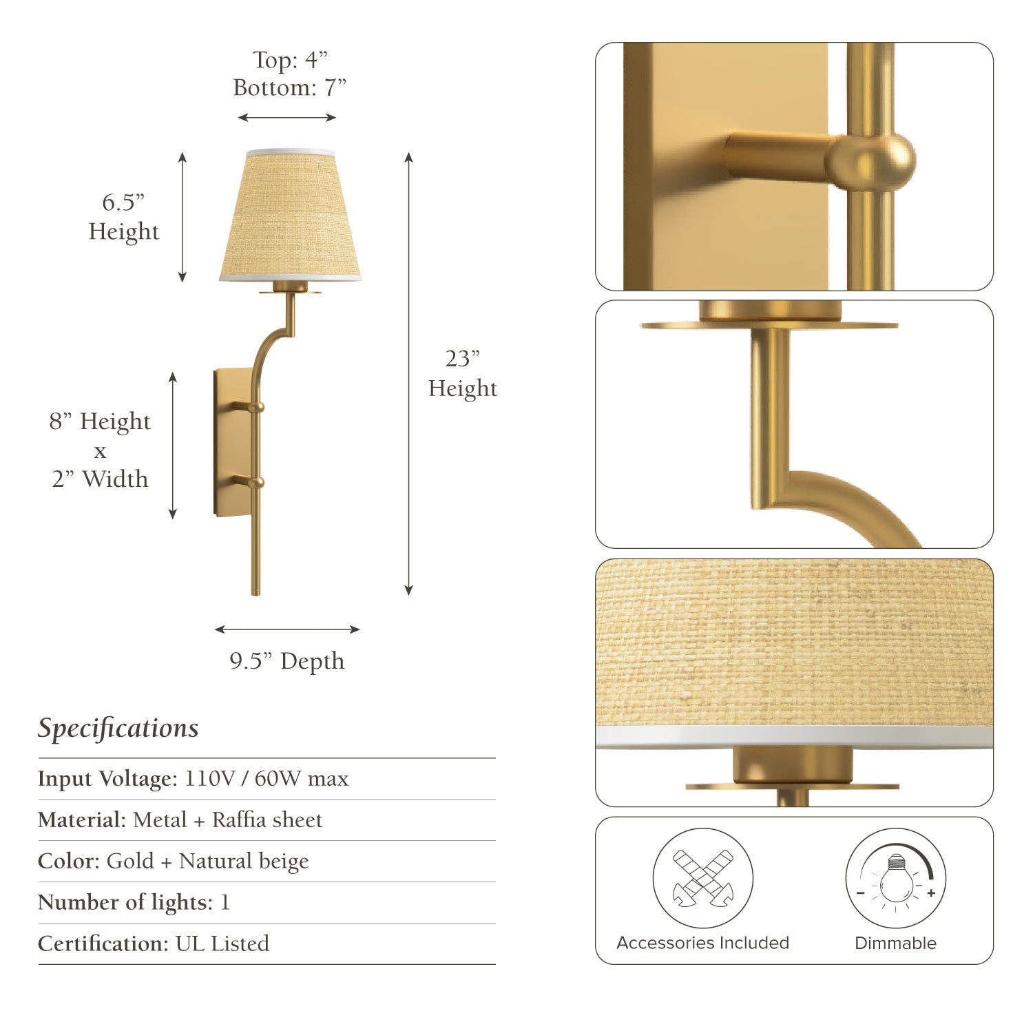 Rowabi Arco Handwoven Rattan Sconce