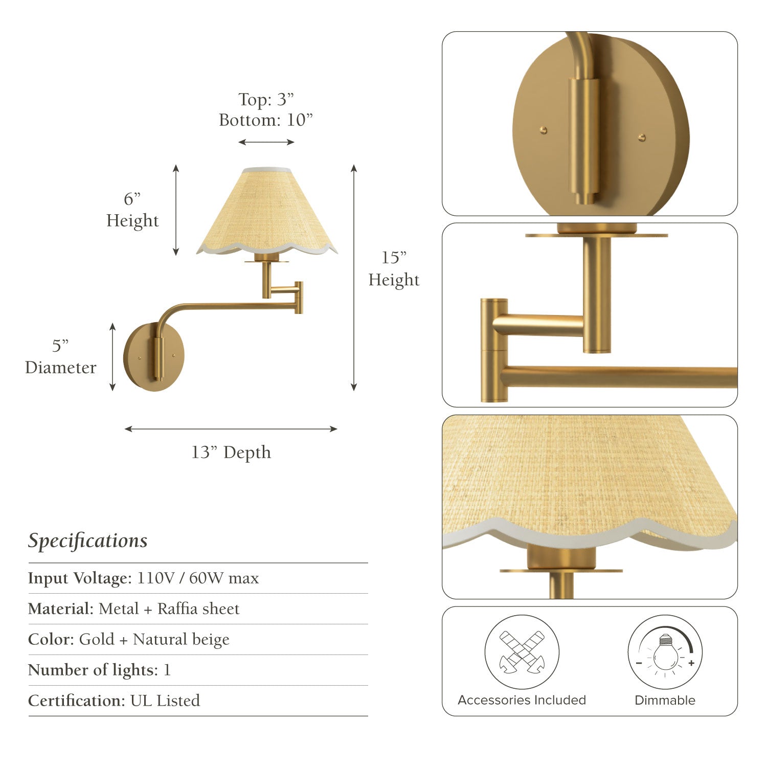 Rowabi Aria Clamp Rattan Sconce