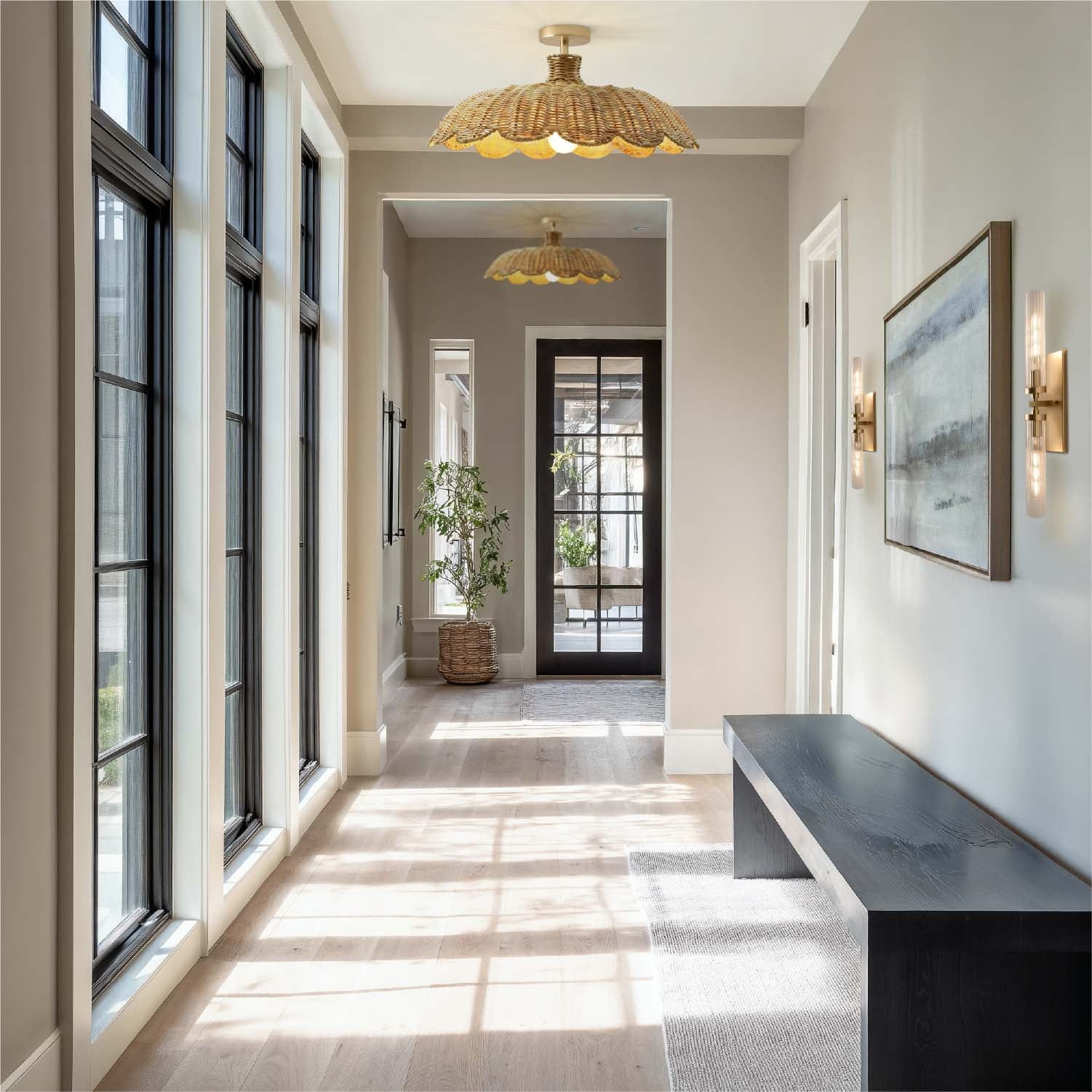 Aurelia Rattan Flush Mount Light