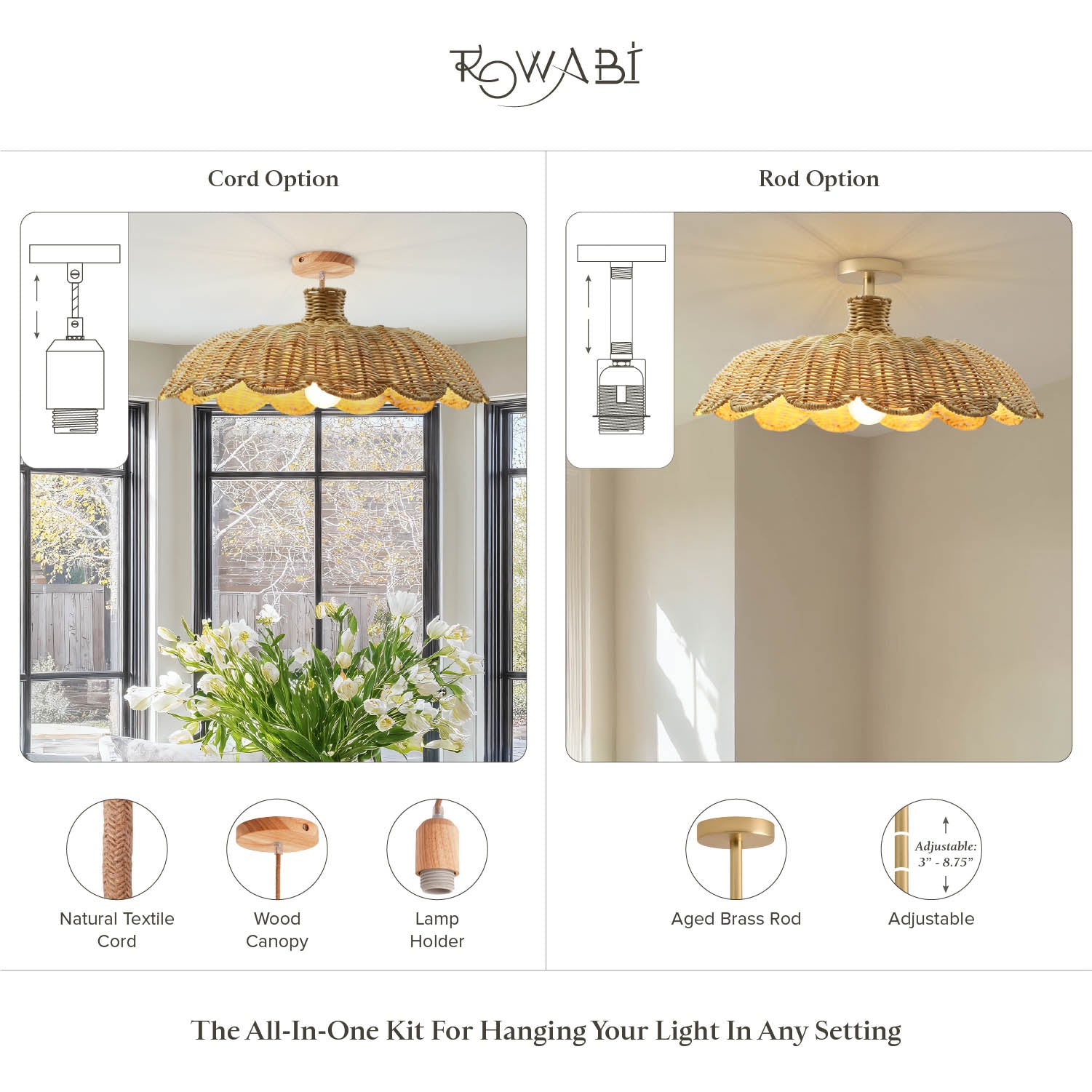 Aurelia Rattan Flush Mount Light