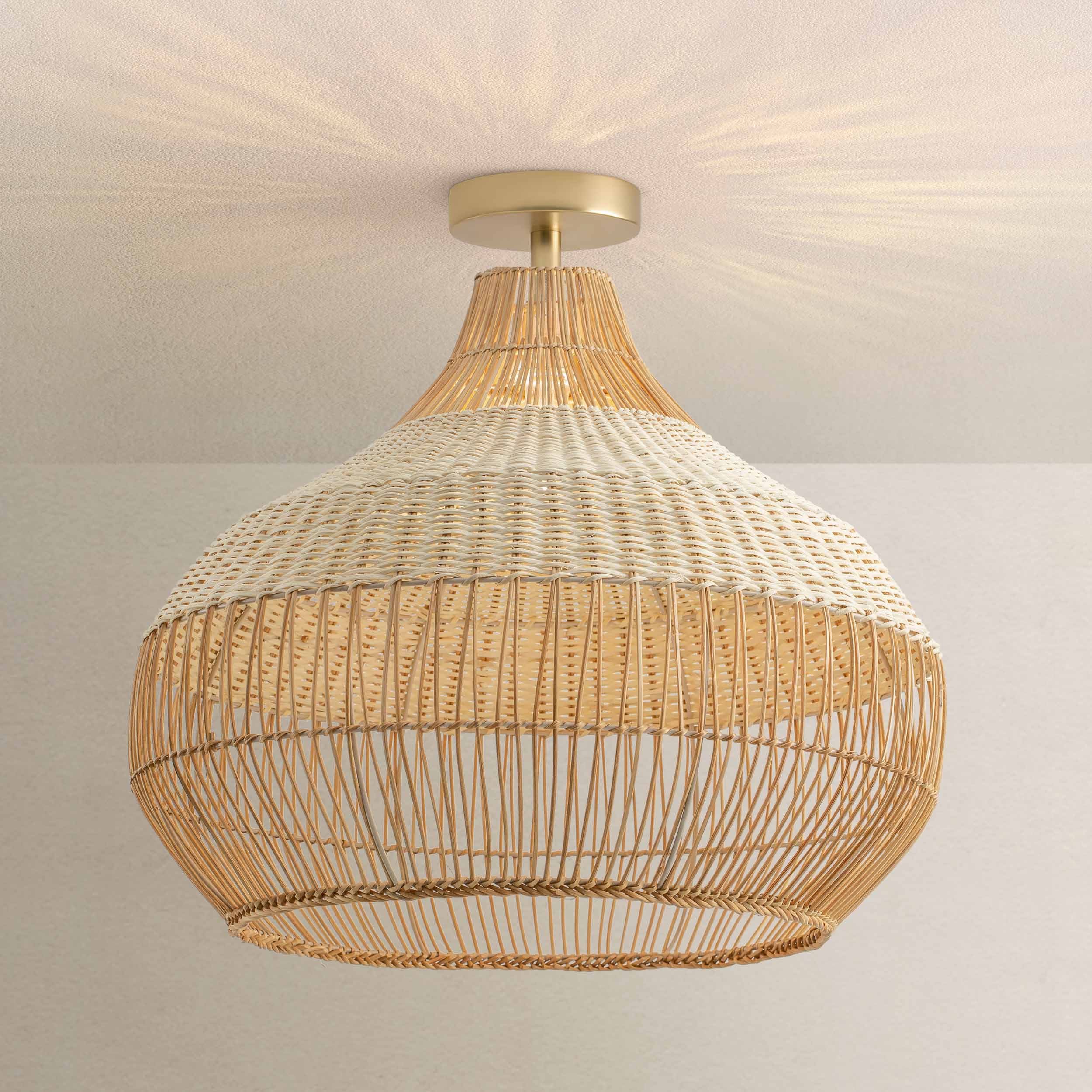Beatrice Rattan Flush Mount Light