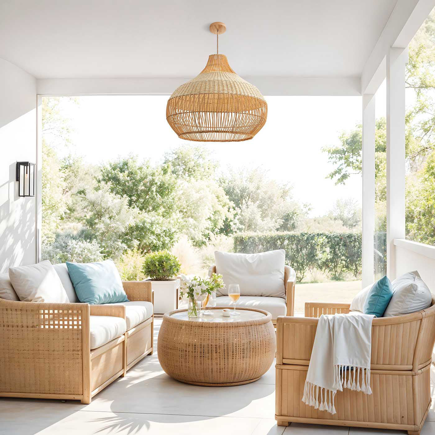 beatrice rattan pendant light patio outdoor