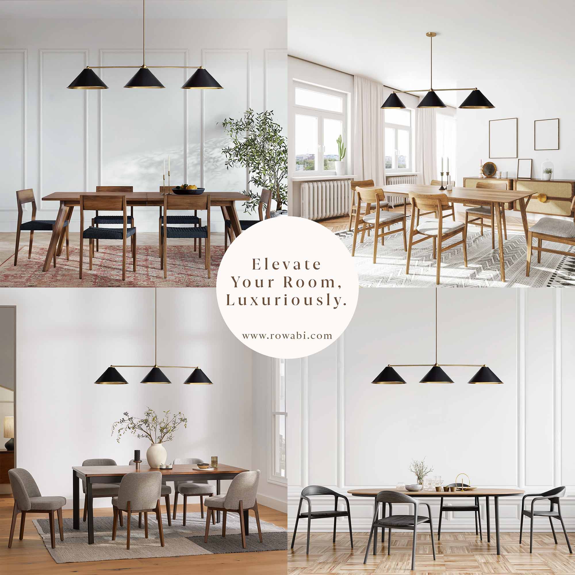 Liora Black Three Light Pendant