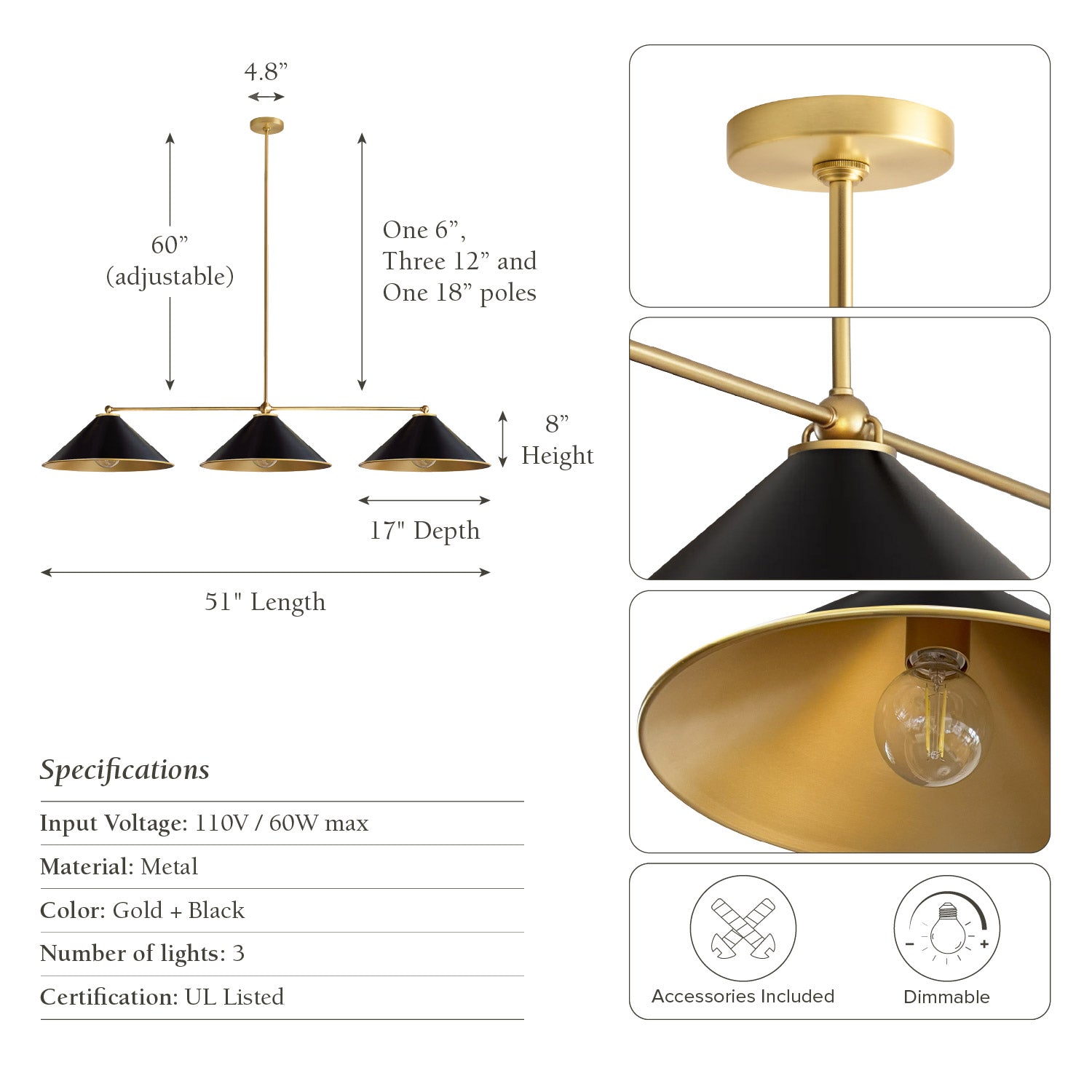 Calista Three Light Pendant