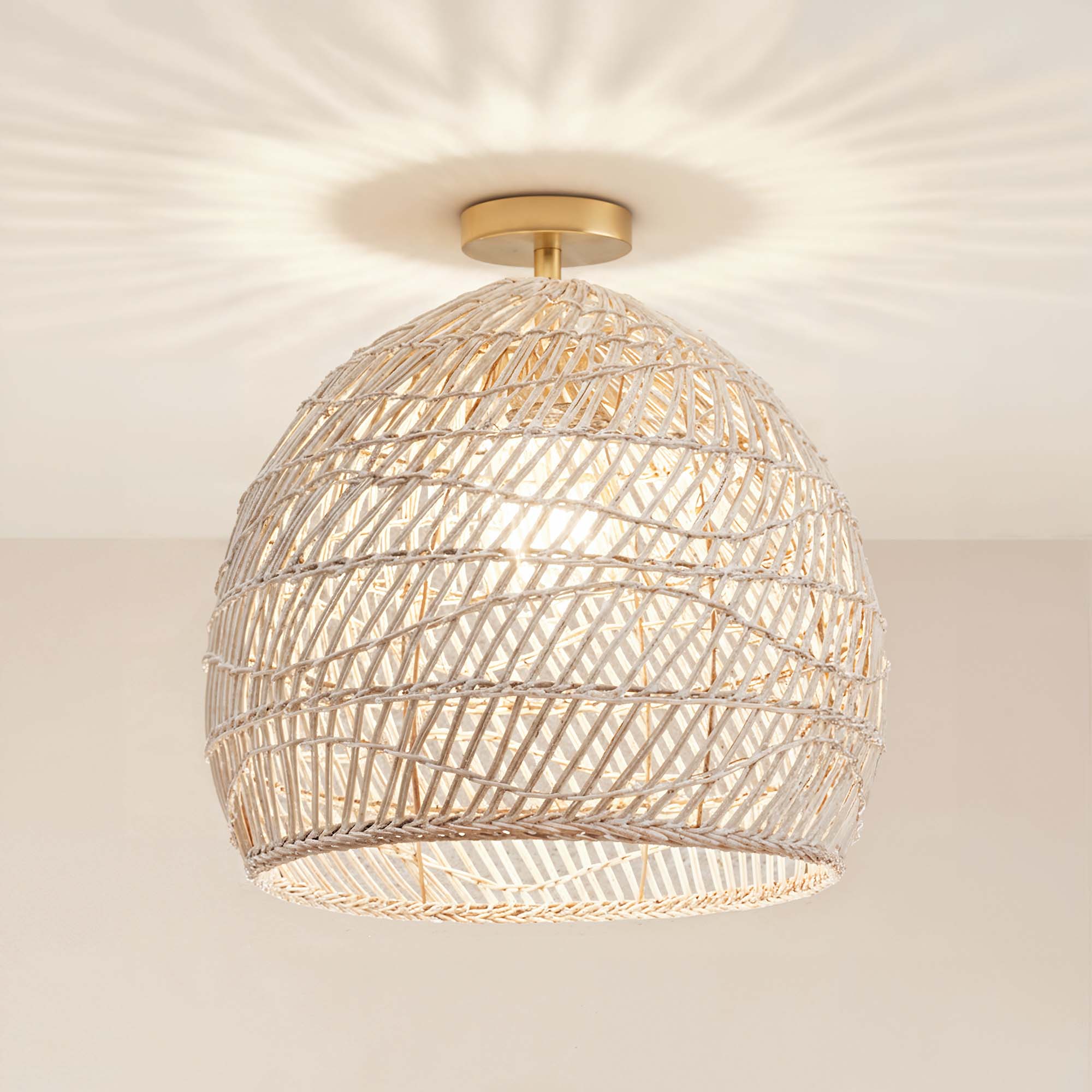 cover santana woven rattan pendant light flush mount light fixture on