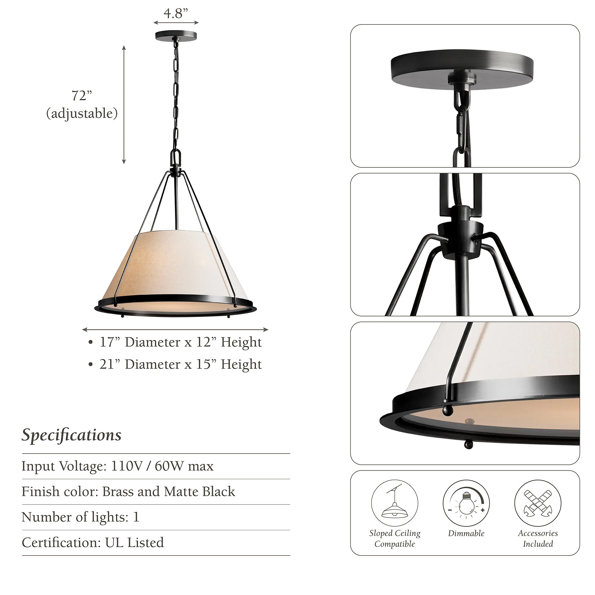 Draven Fabric Pendant Light