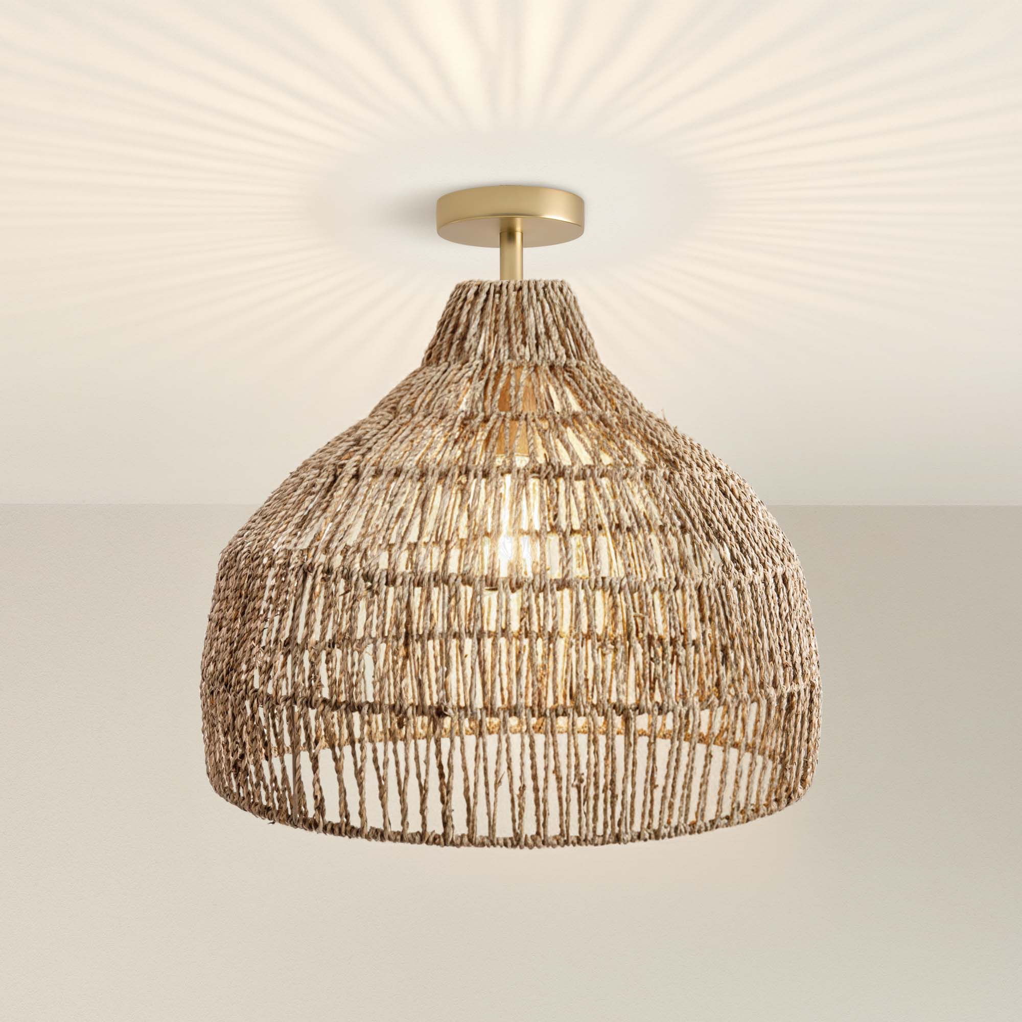 Dreamy Palm Fibers Flush Mount Light