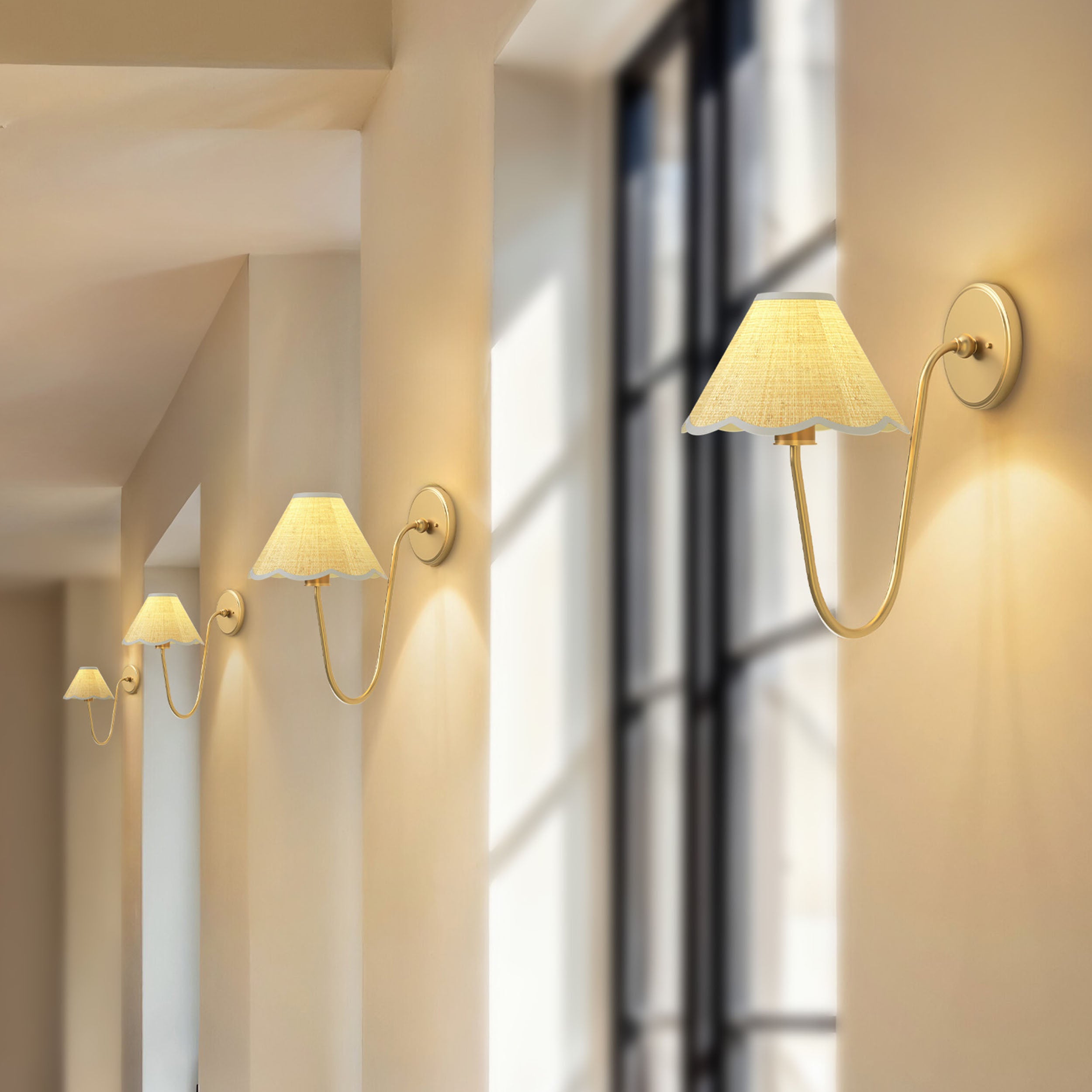 elara curve clamp sconce for hallway wall-mounted lamps in a modern interior setting