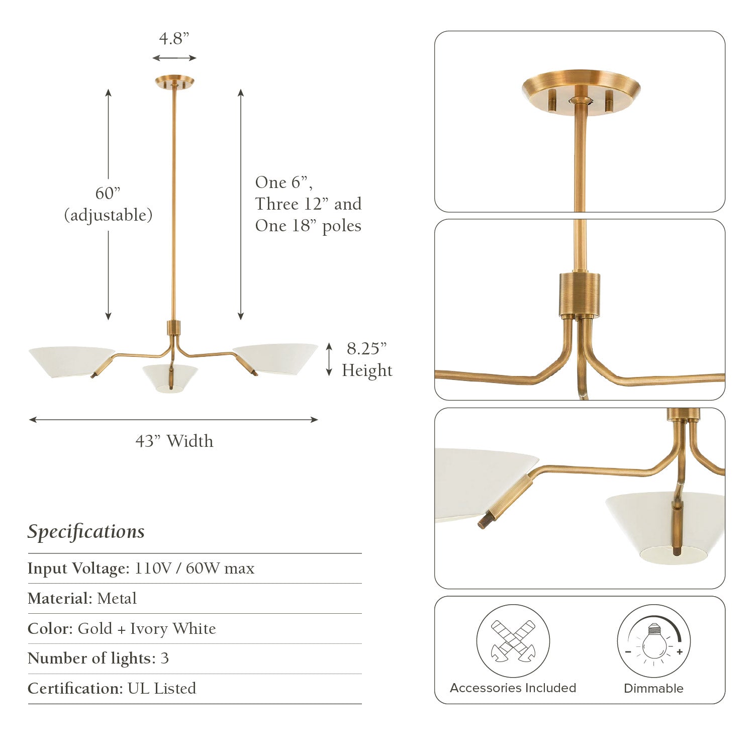 Fractal Gold Pendant Light