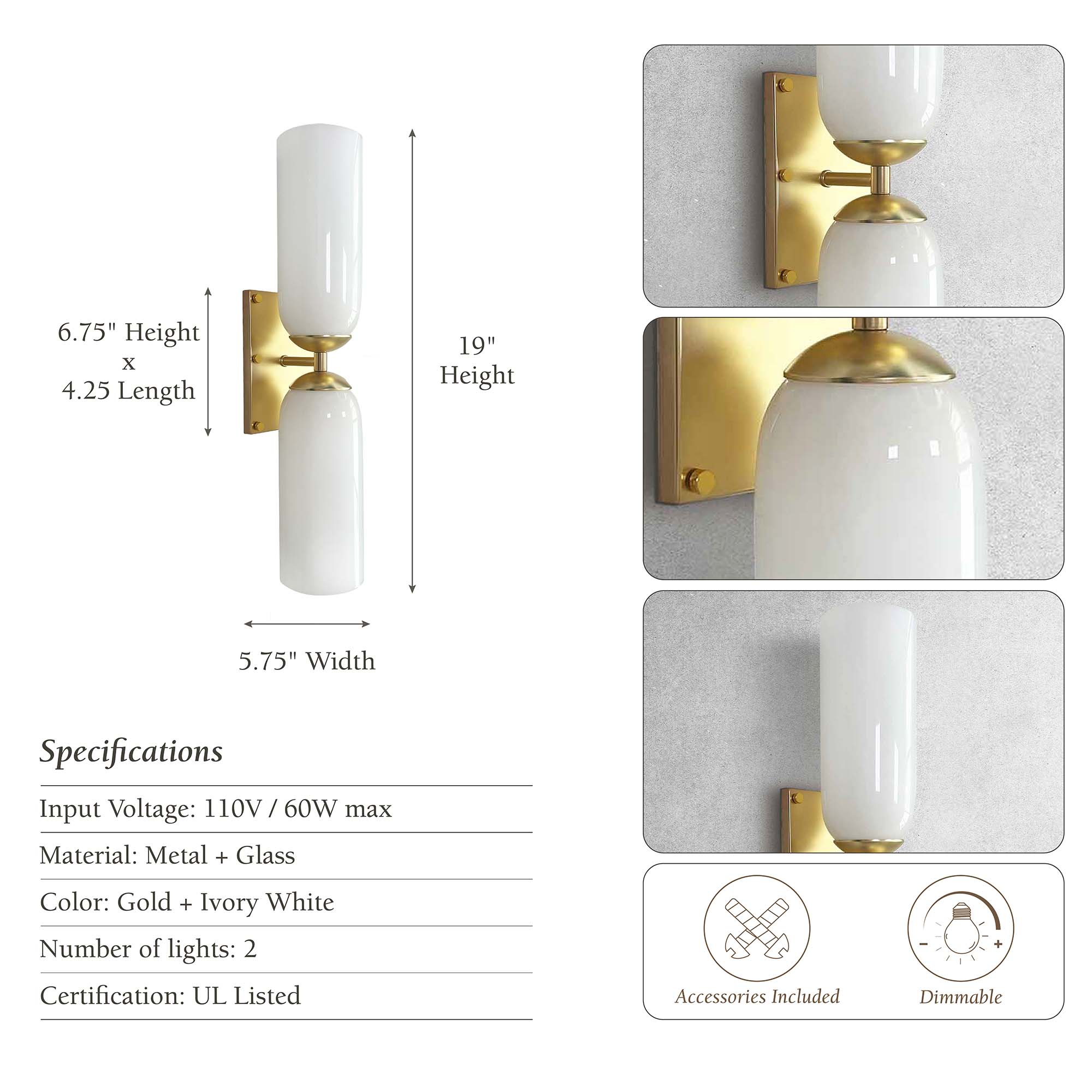 Glass Double Wall Sconce