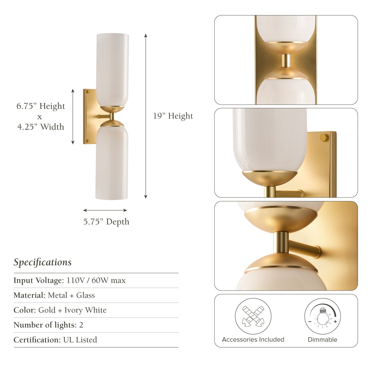 Glass Double Wall Sconce