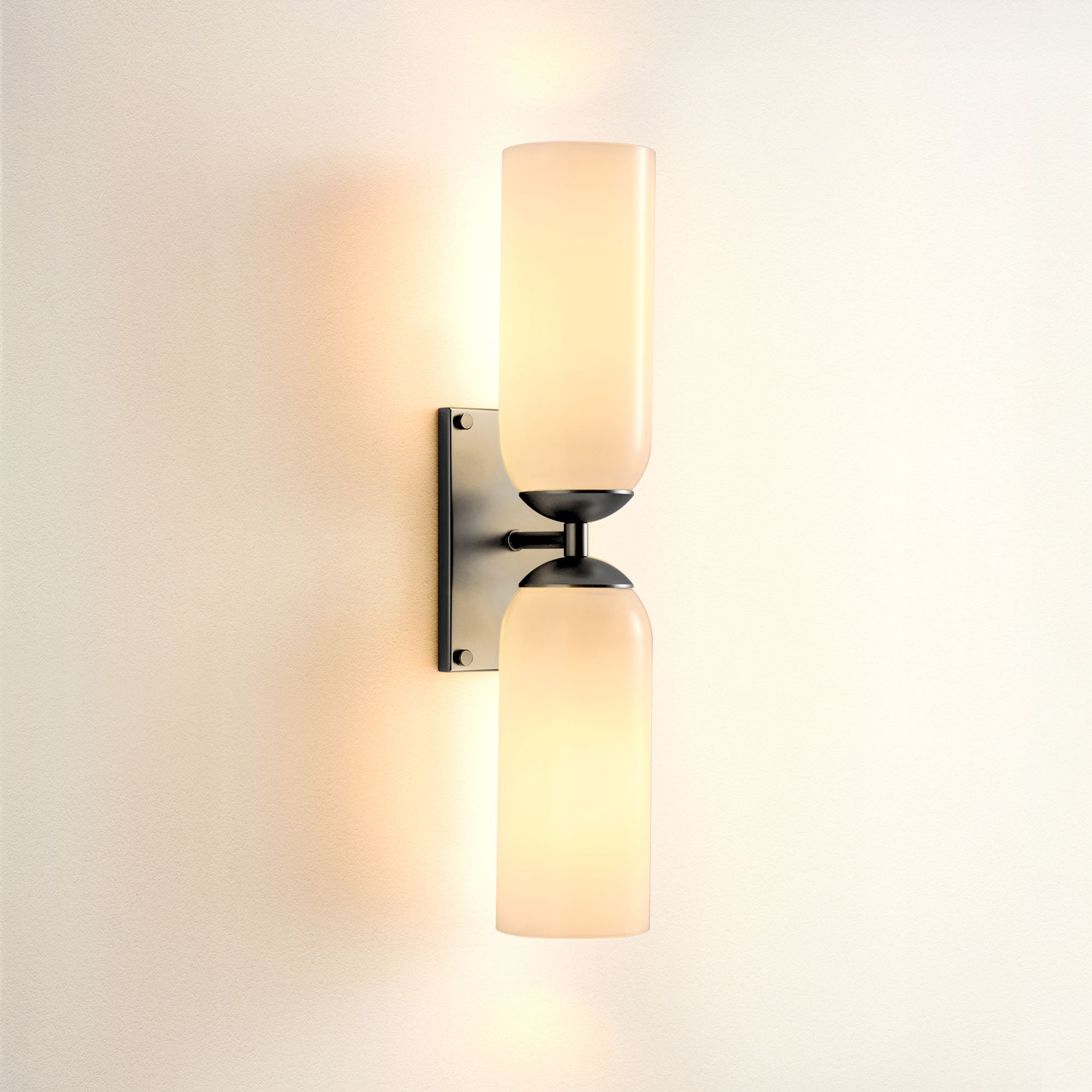 Glass Double Black Wall Sconce