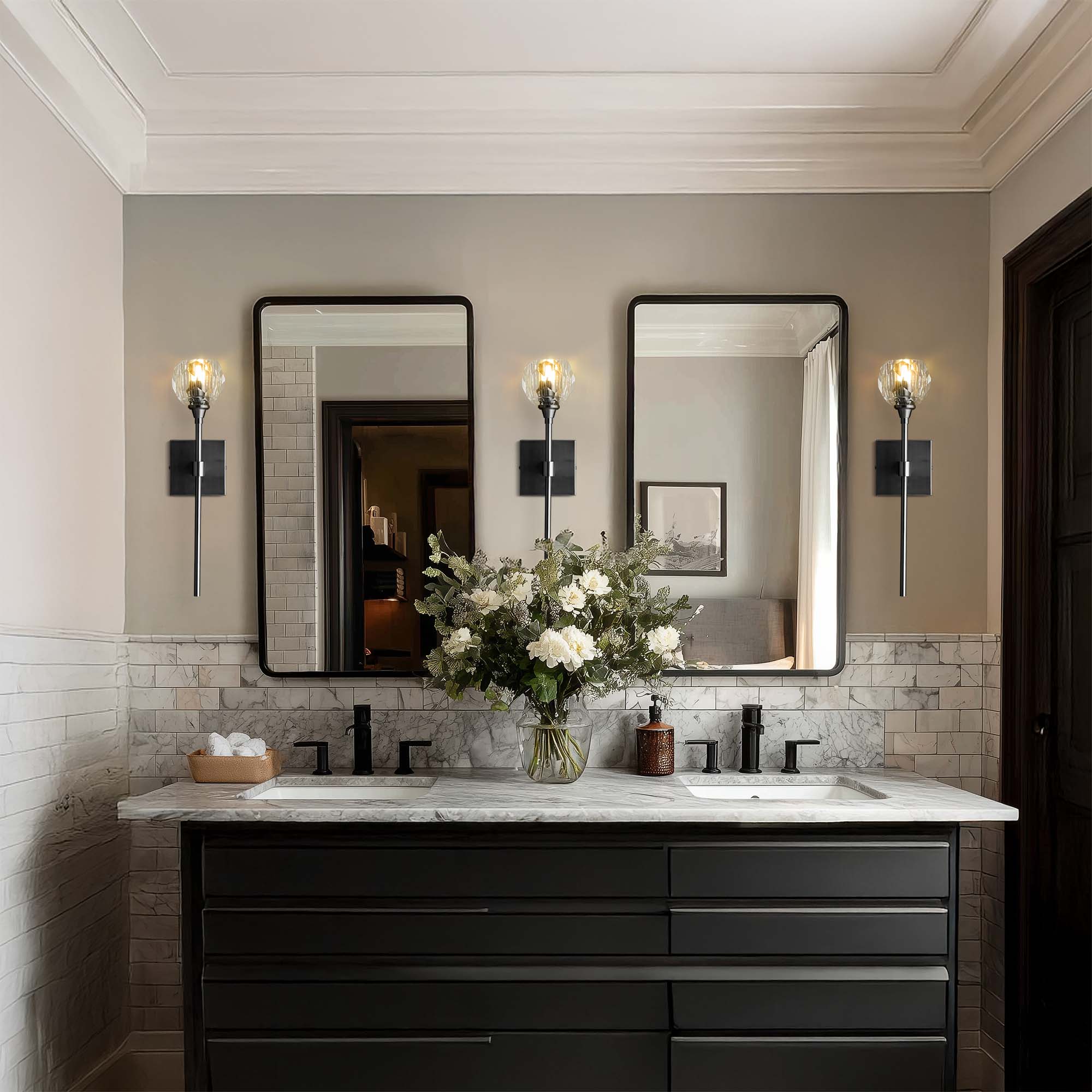 Jade Armed Black Wall Sconce