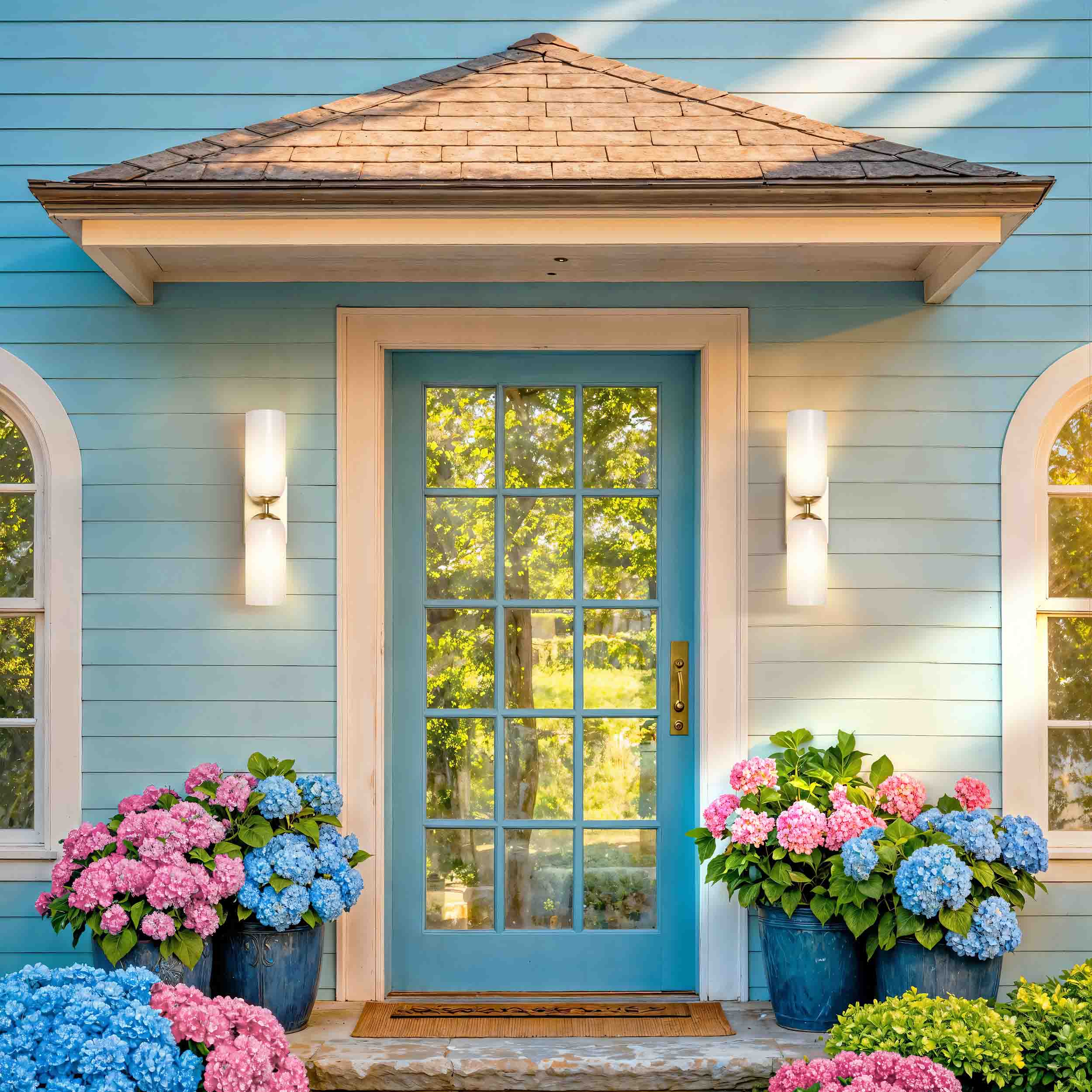 june glass double wall sconce front door