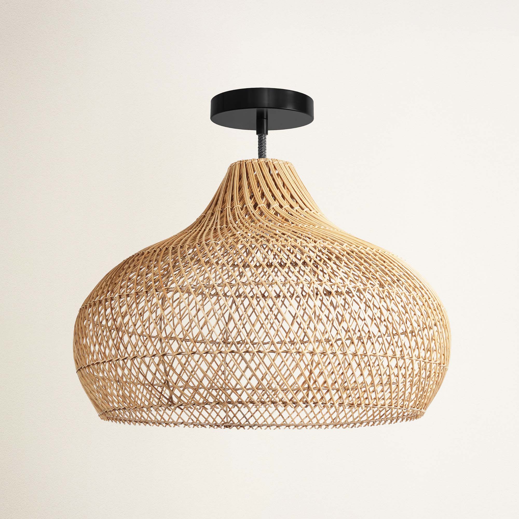 Latigo Rattan Flush Mount Light