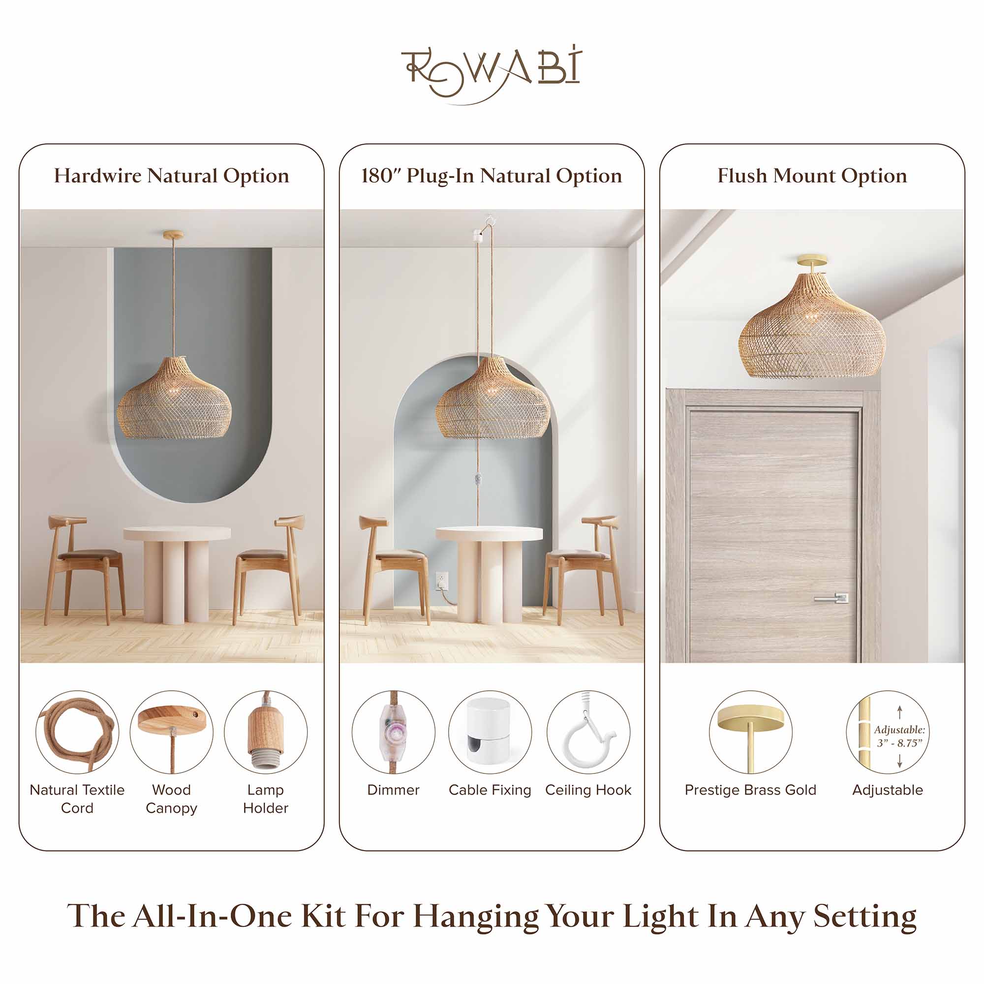 kloe rattan pendant light all in one kit