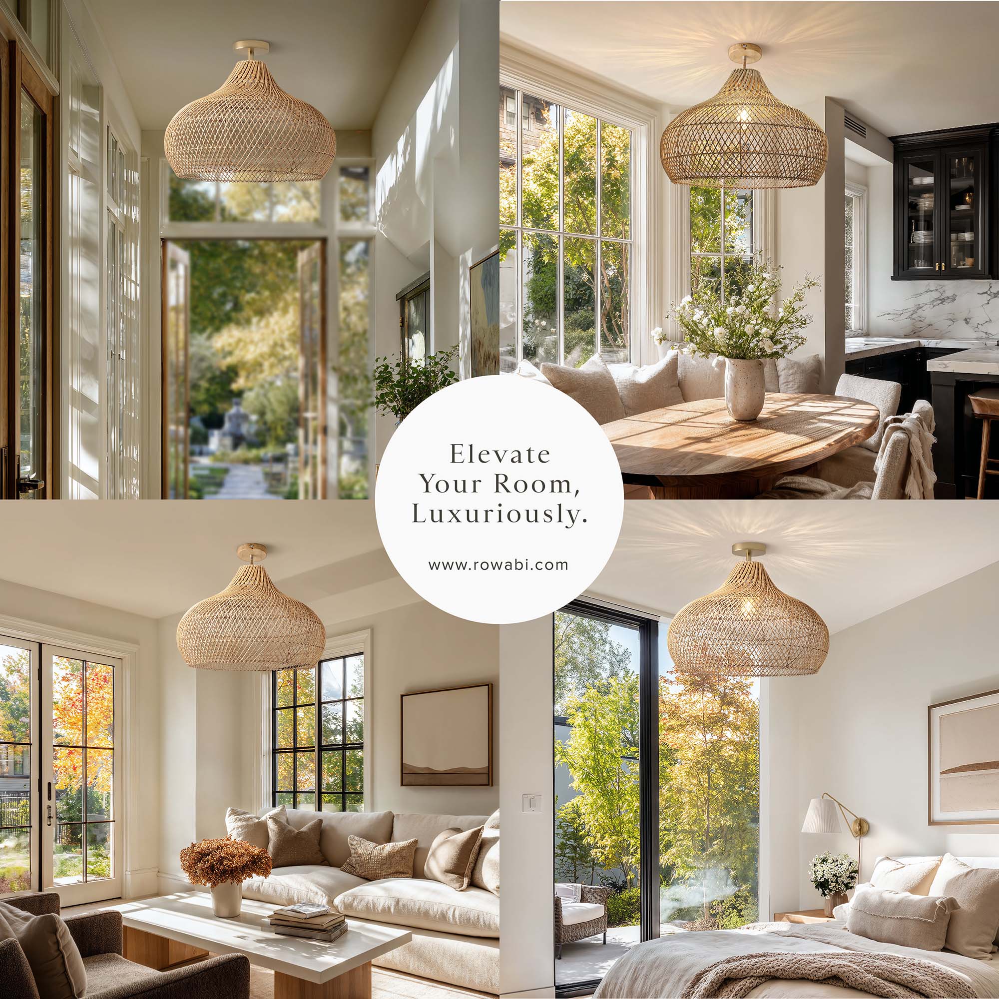 Kloe Rattan Flush Mount Light