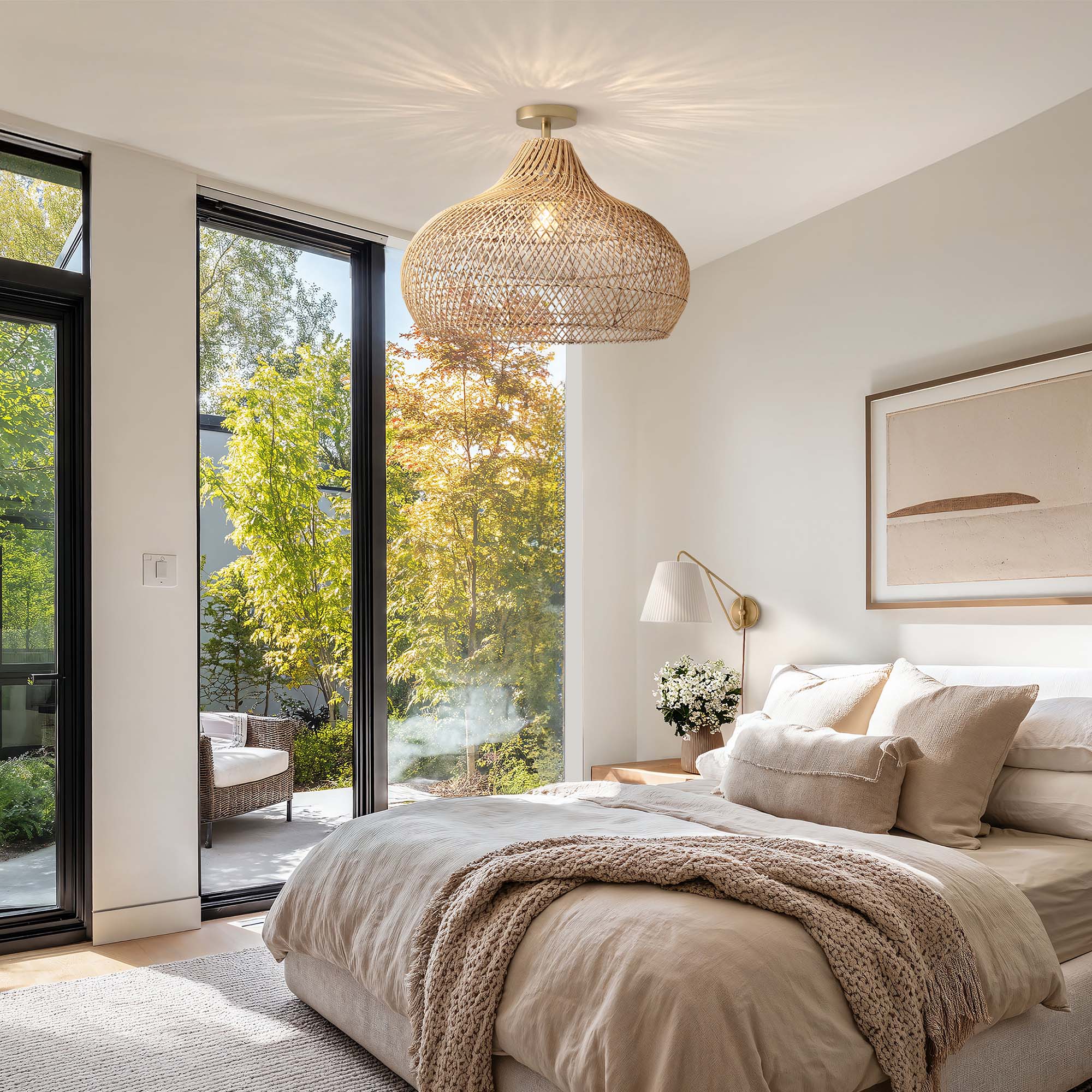 Kloe Rattan Flush Mount Light