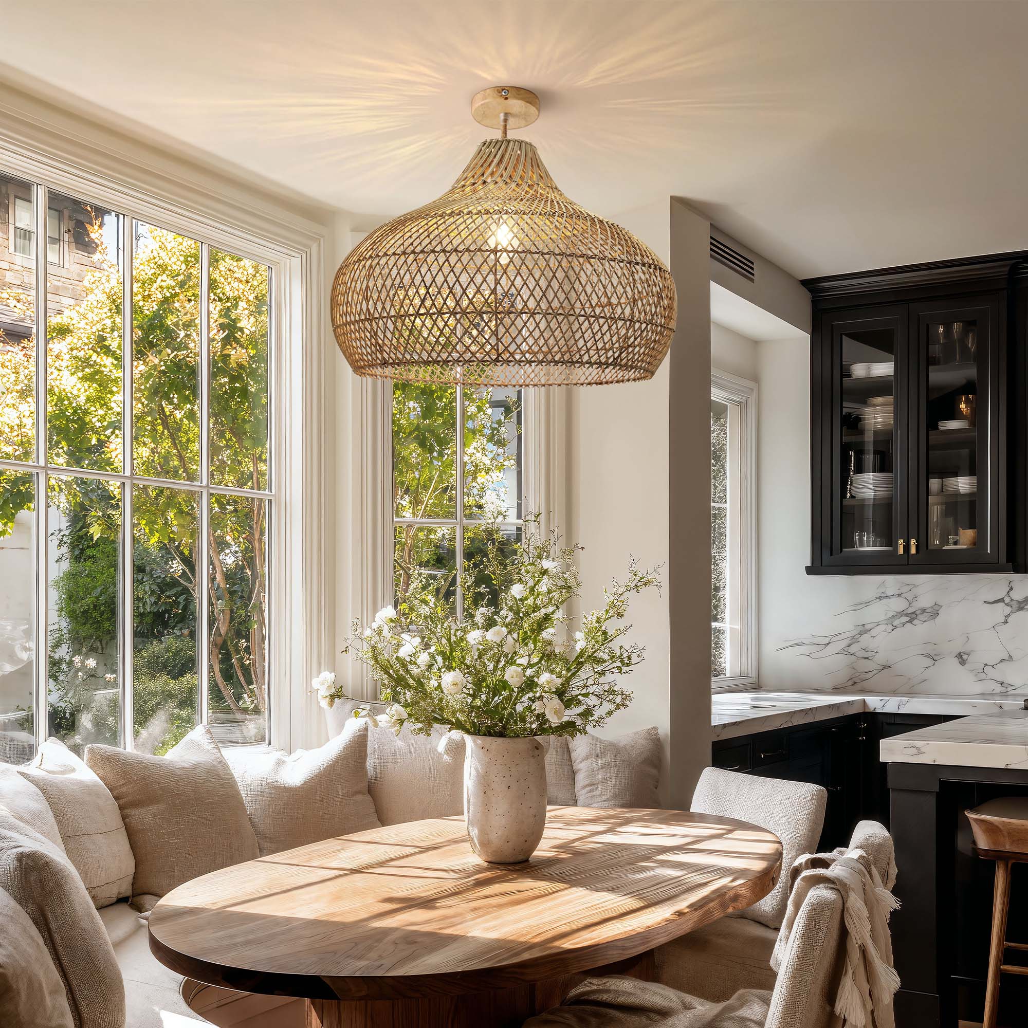 Kloe Rattan Flush Mount Light