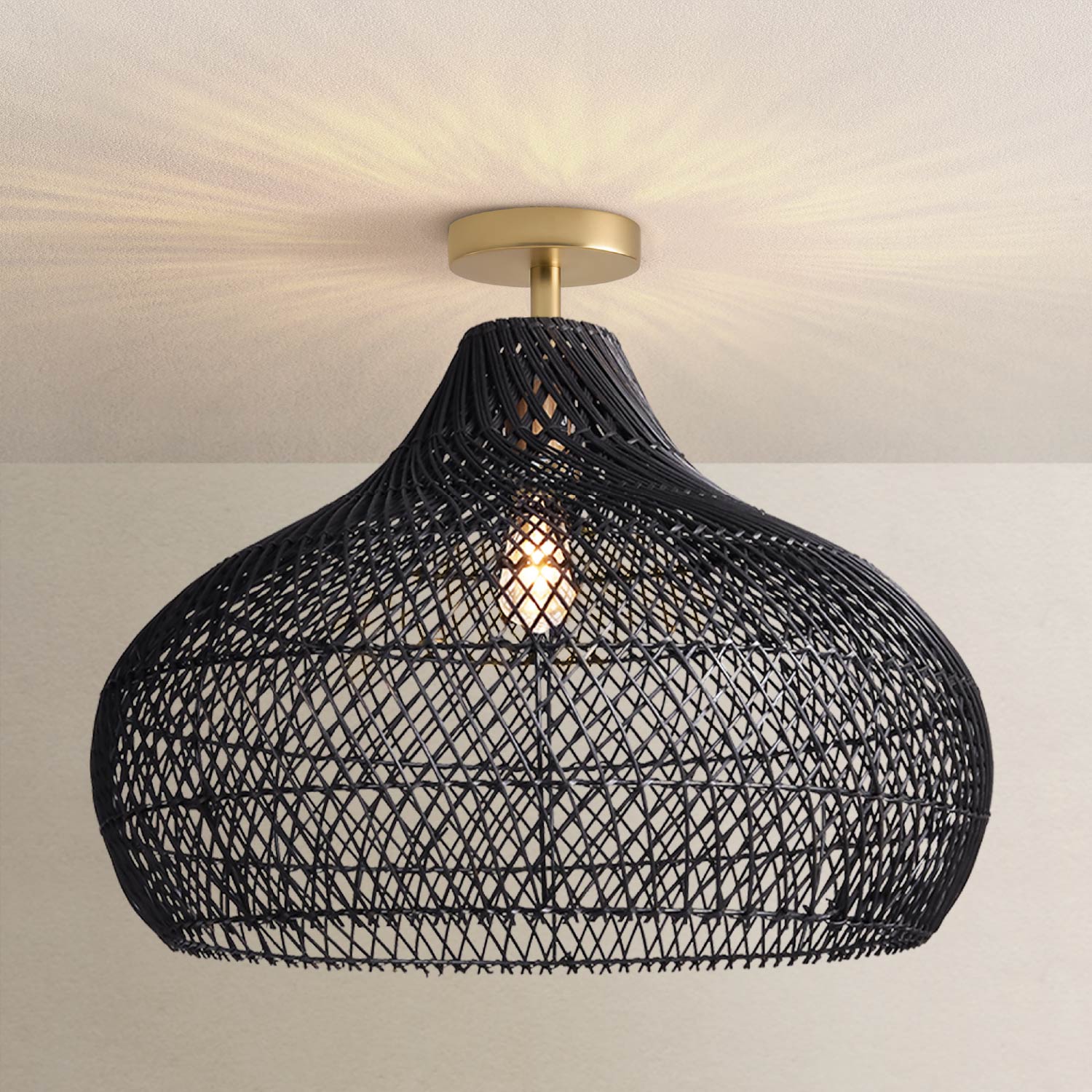 Latigo Rattan Flush Mount Light