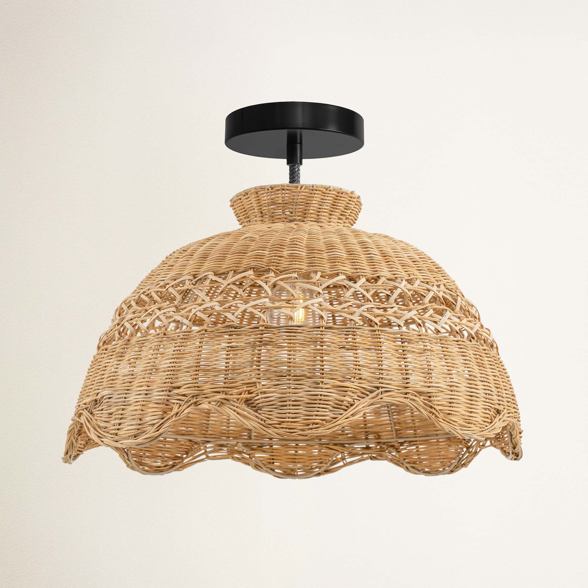 Le Perle Rattan Flush Mount Light
