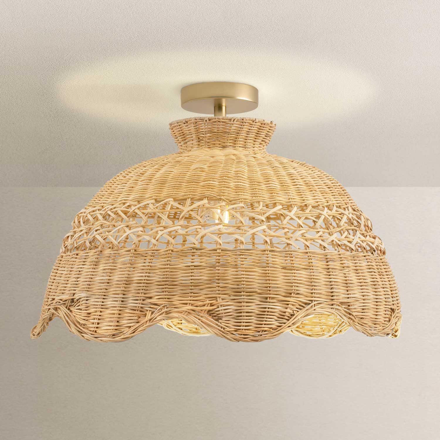 Le Perle Rattan Flush Mount Light