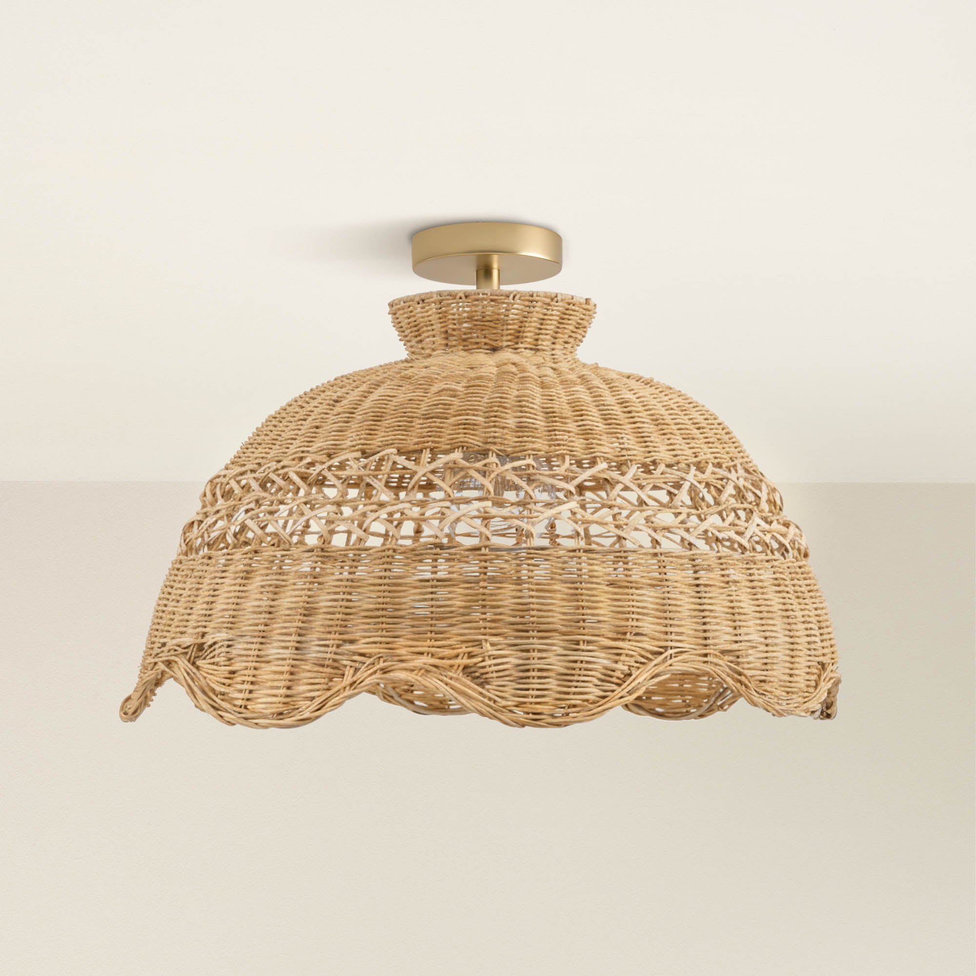 Le Perle Rattan Flush Mount Light