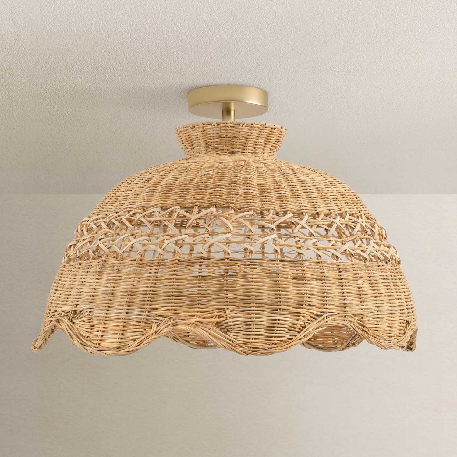Le Perle Rattan Flush Mount Light