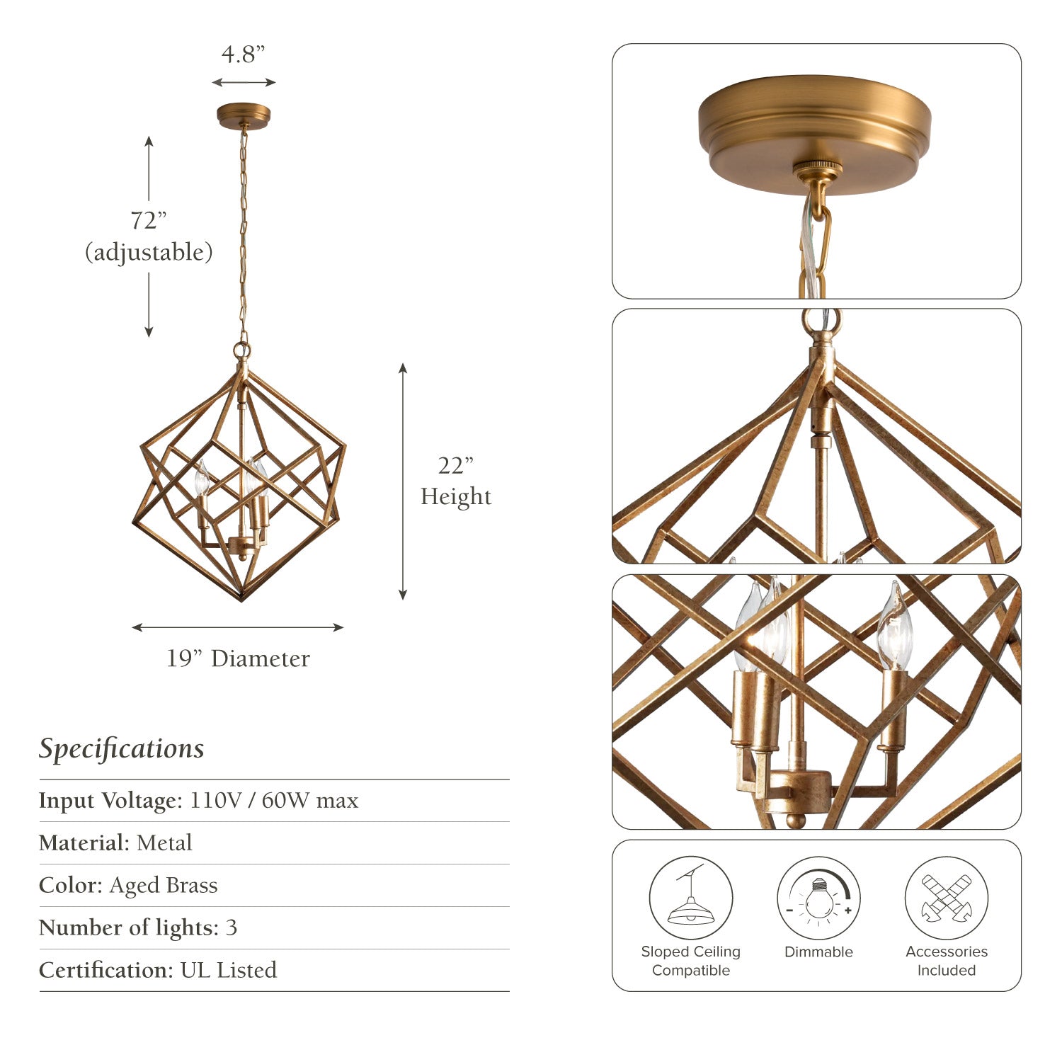 Linea Brass Pendant Light