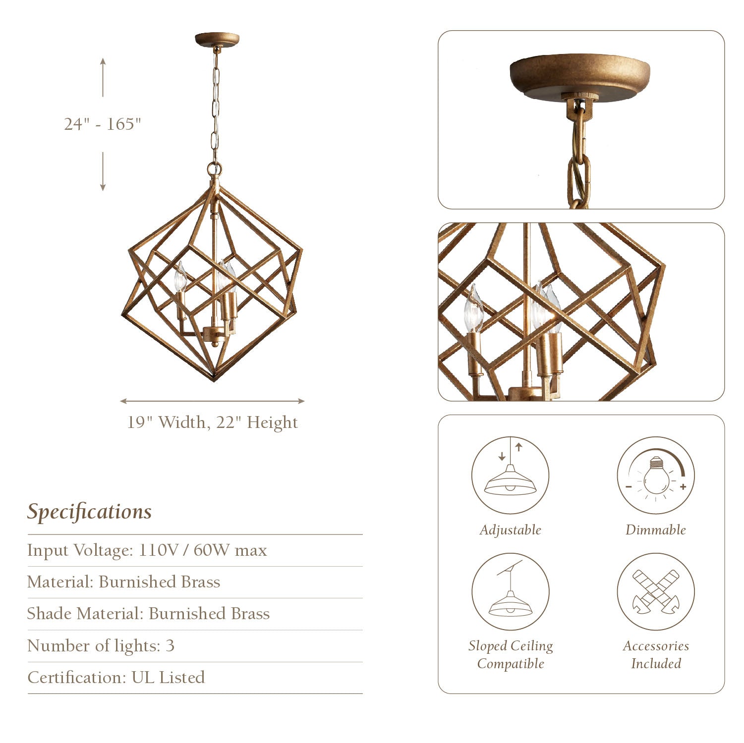 Linea Brass Pendant Light