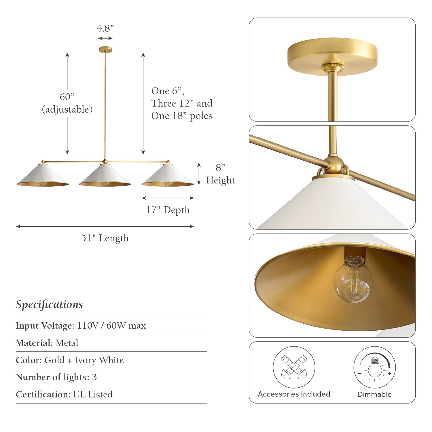 Liora Three Light Pendant