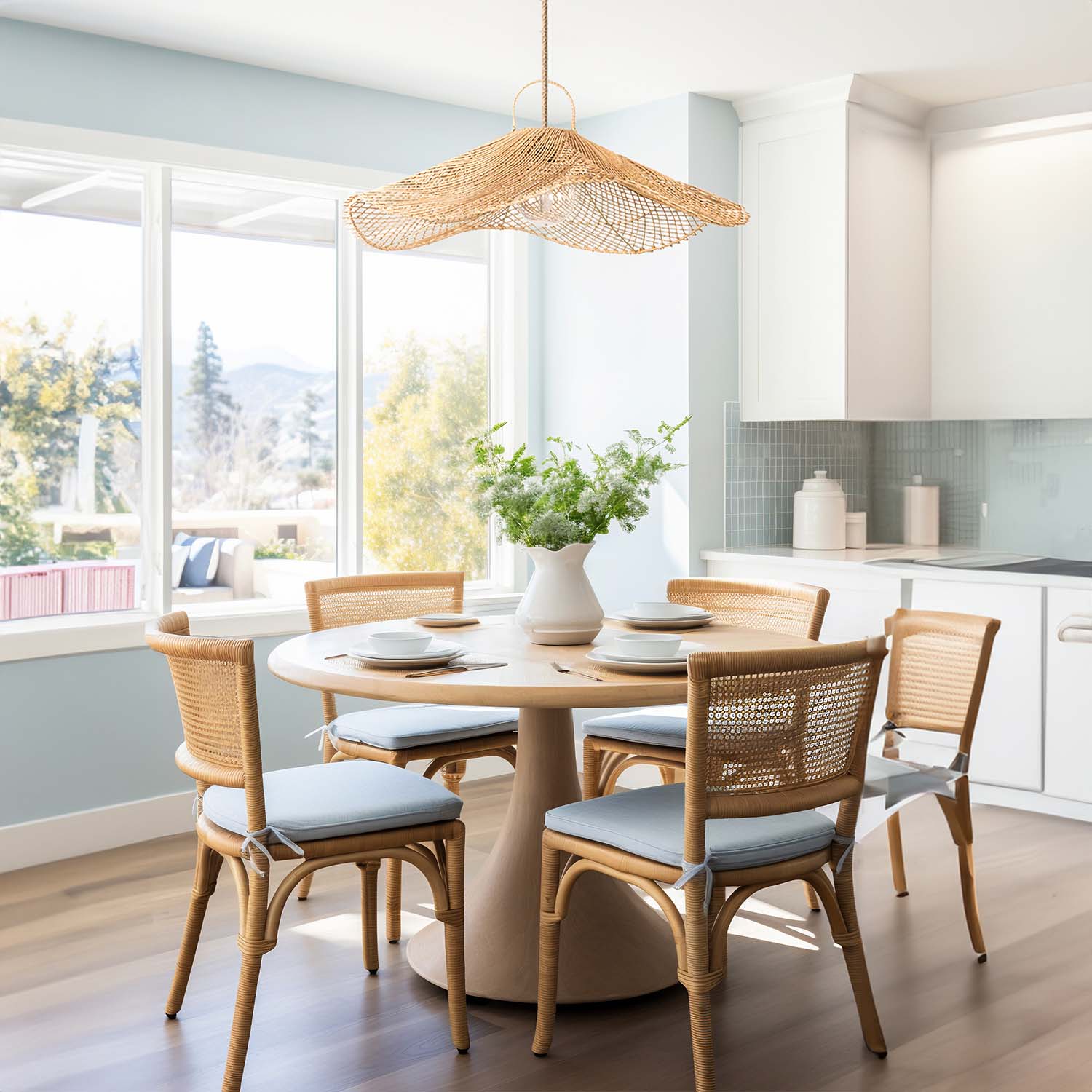 lotus pad rattan pendant light dining room 2