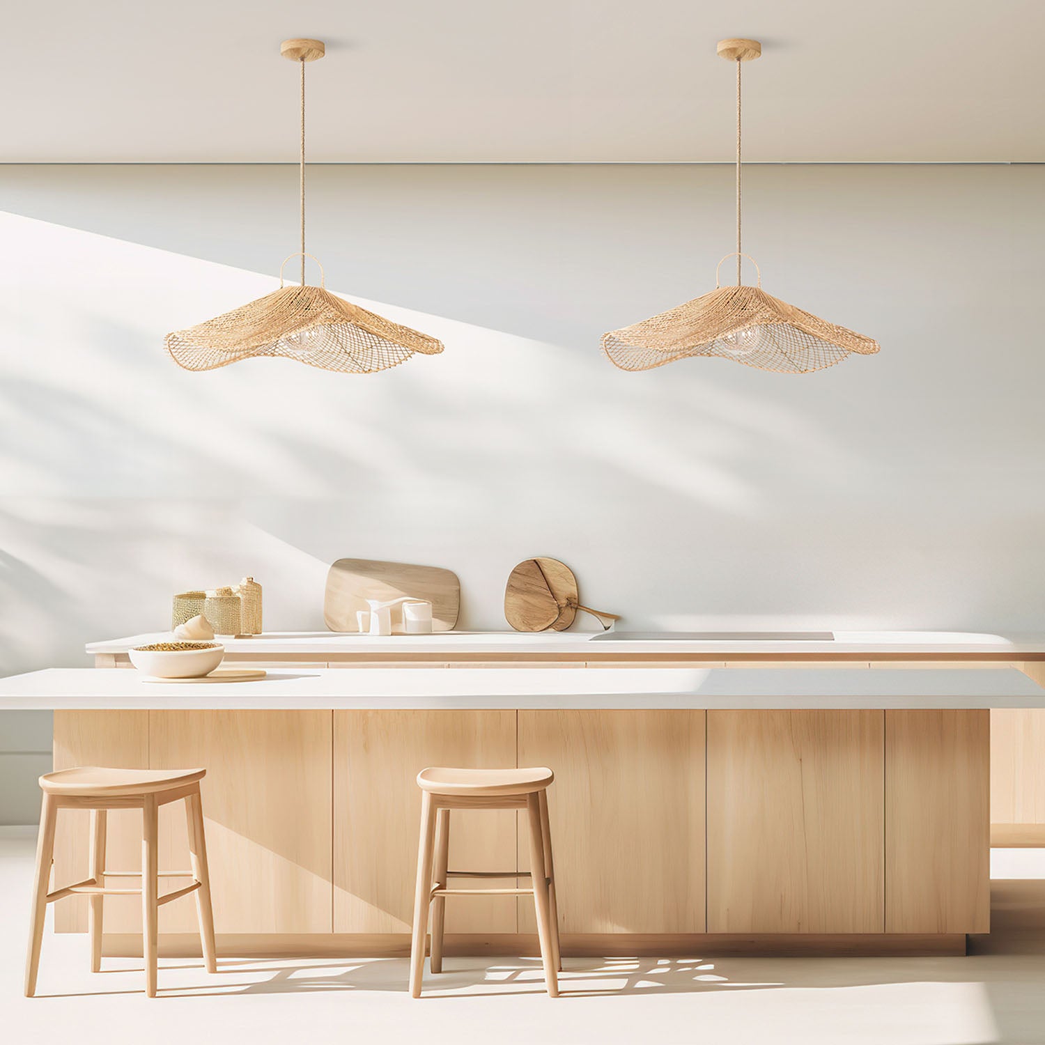 lotus pad rattan pendant light kitchen island