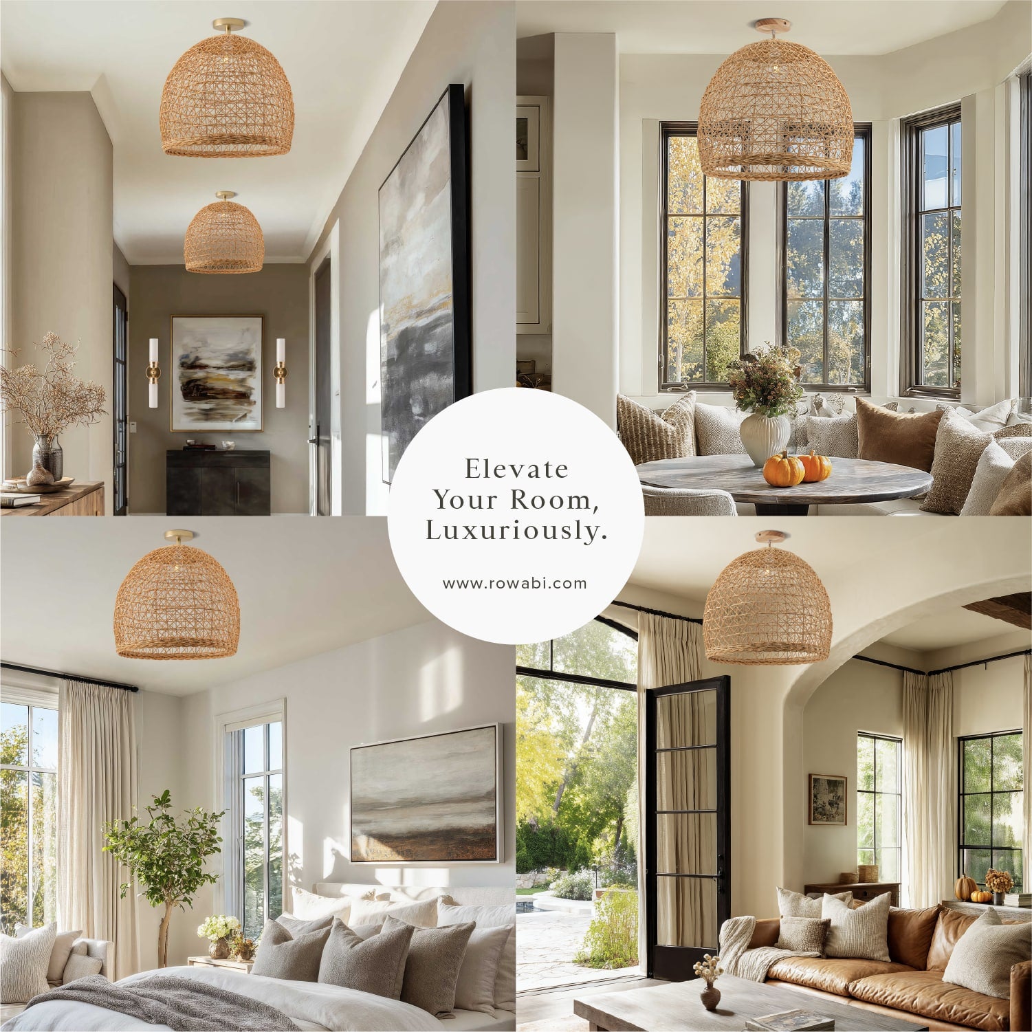 Lumiere Rattan Flush Mount Light