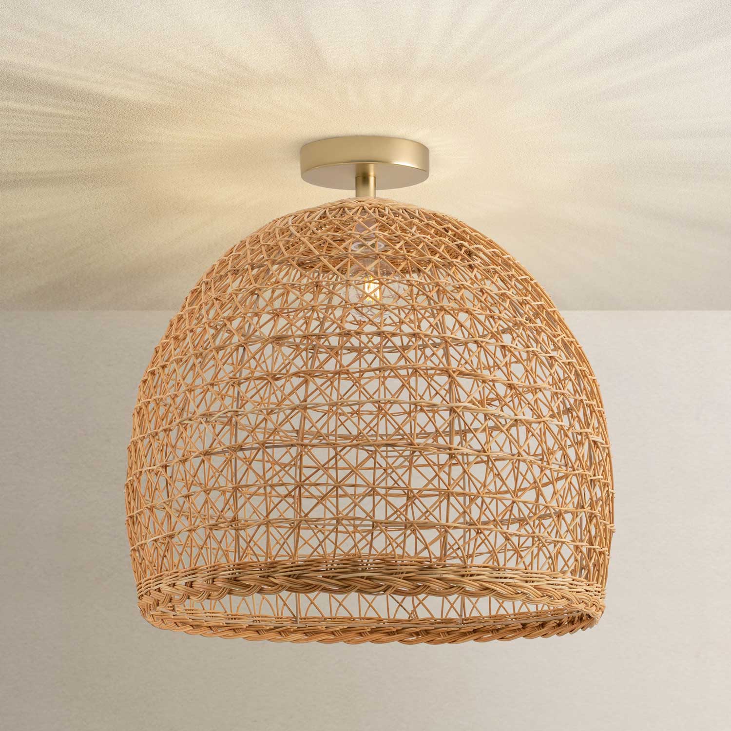Lumiere Rattan Flush Mount Light