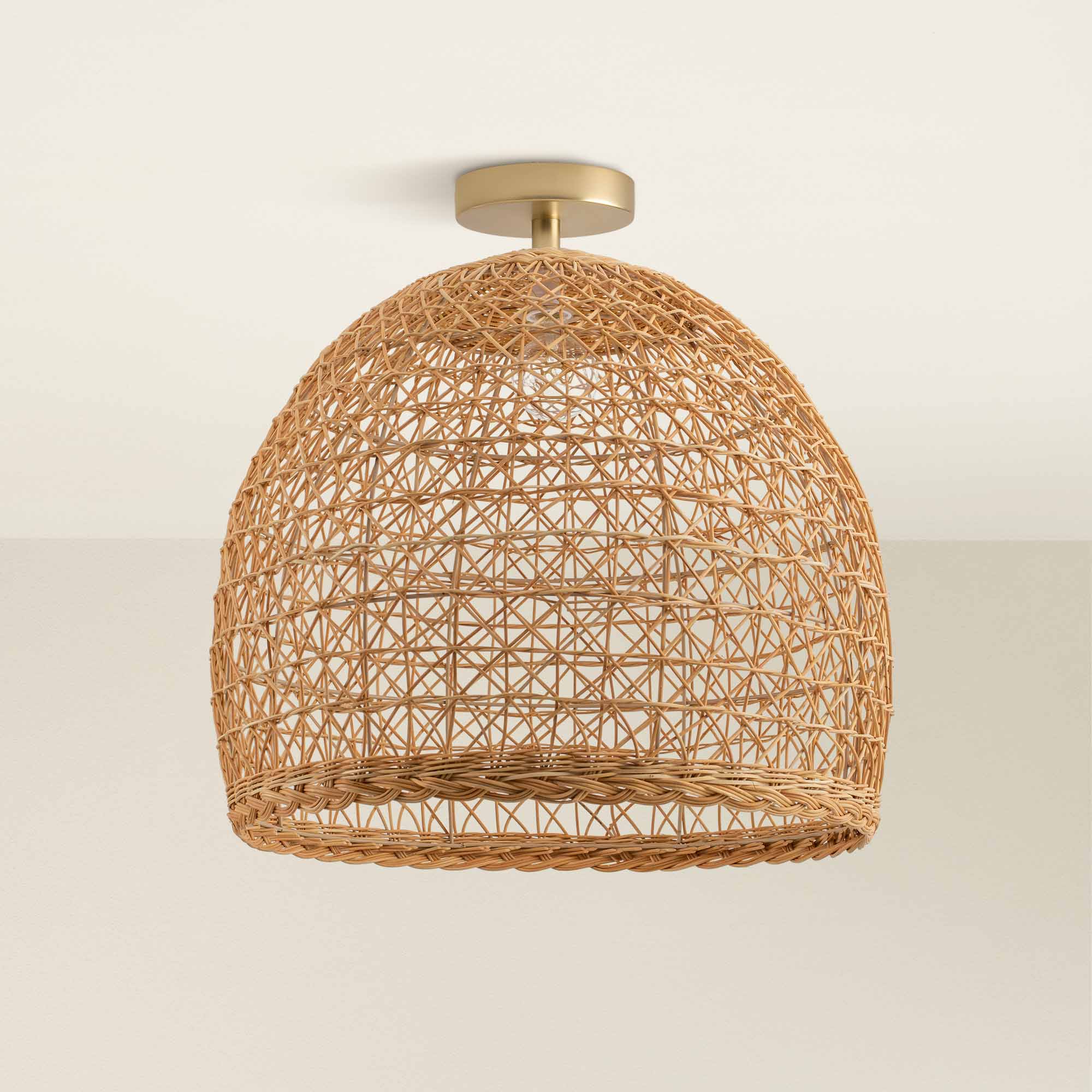 lumiere rattan pendant light flush mount ceiling light fixture, off