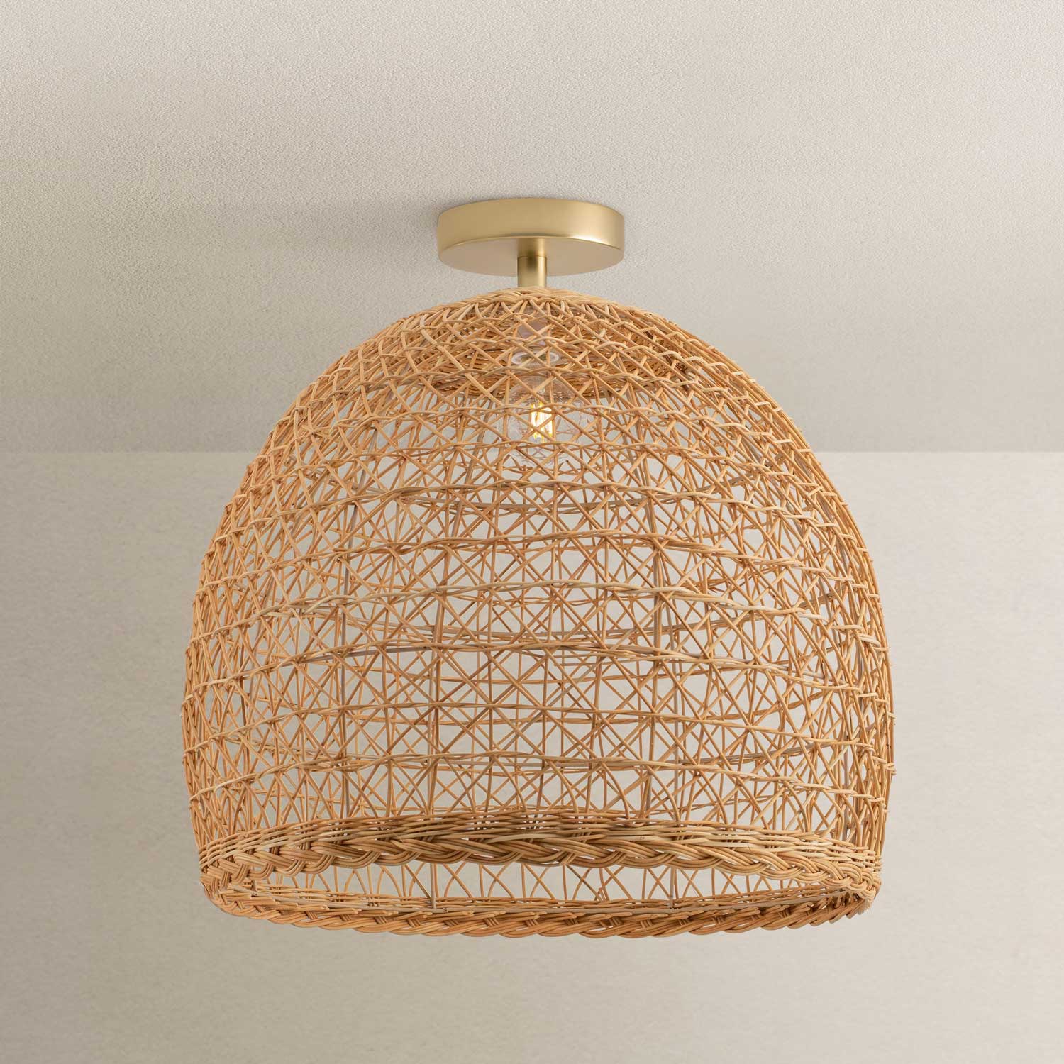 Lumiere Rattan Flush Mount Light