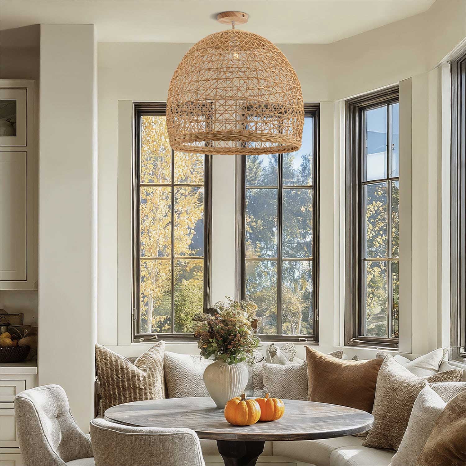 Lumiere Rattan Flush Mount Light