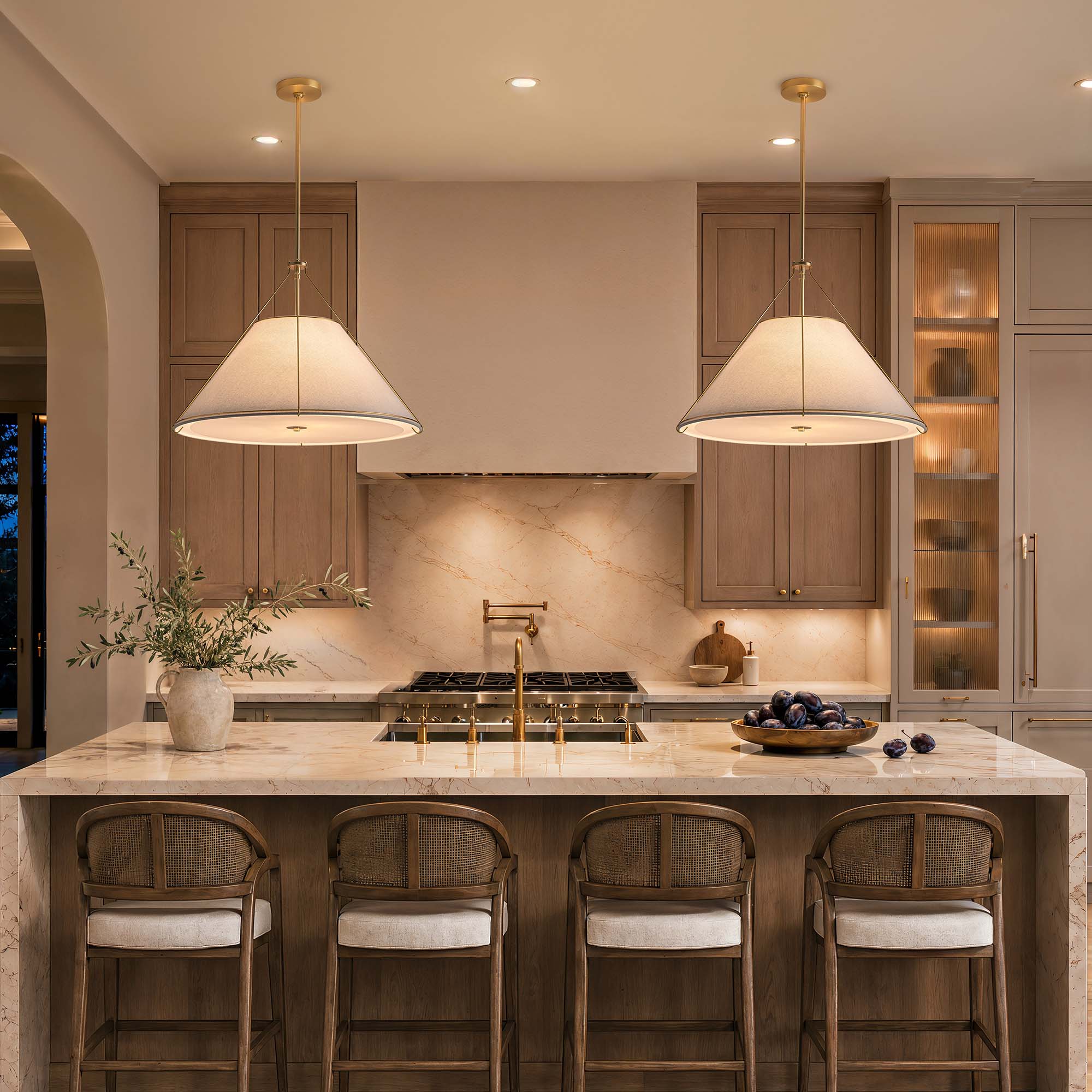 lumina cradle pendant light on kitchen evening