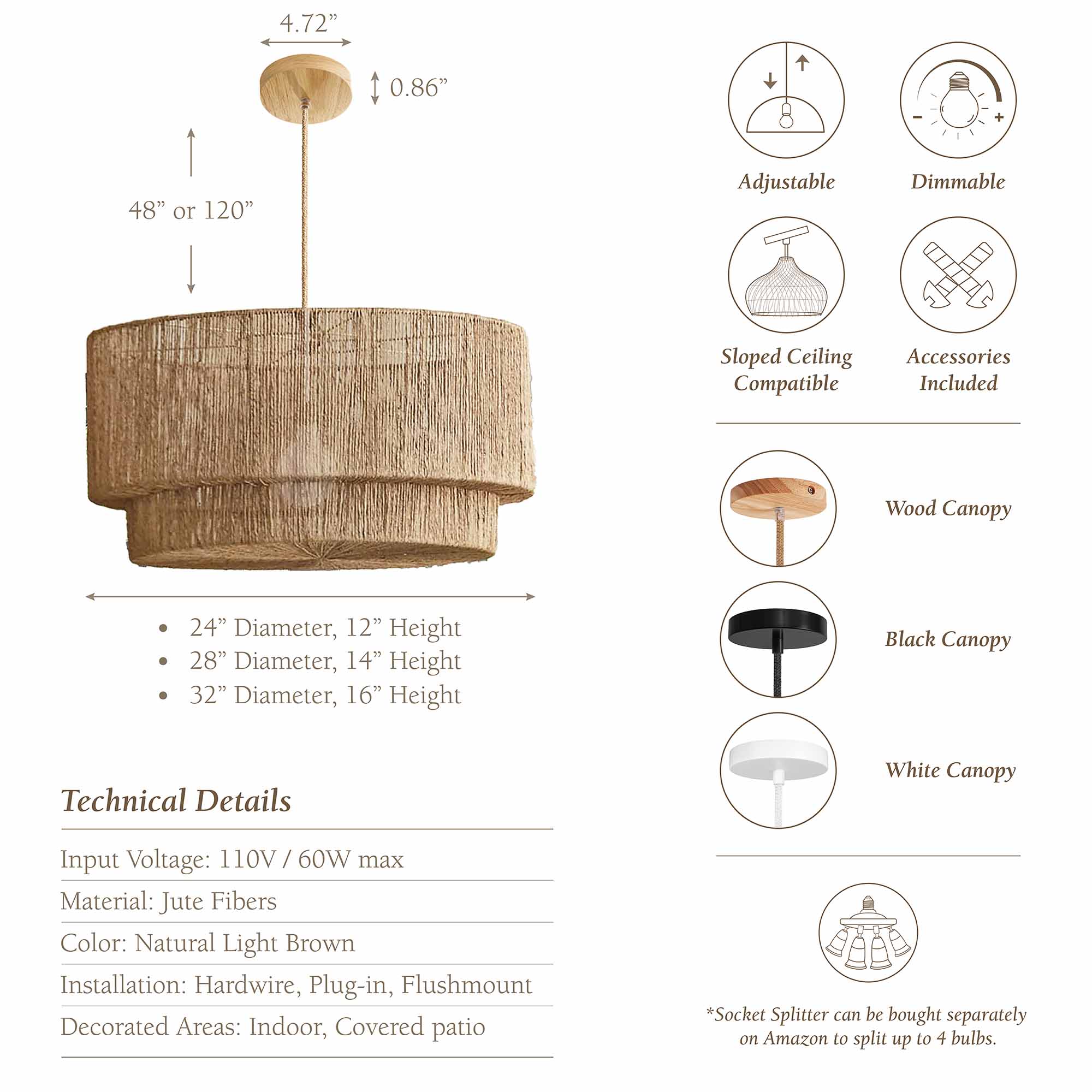 luminous pendant light specs