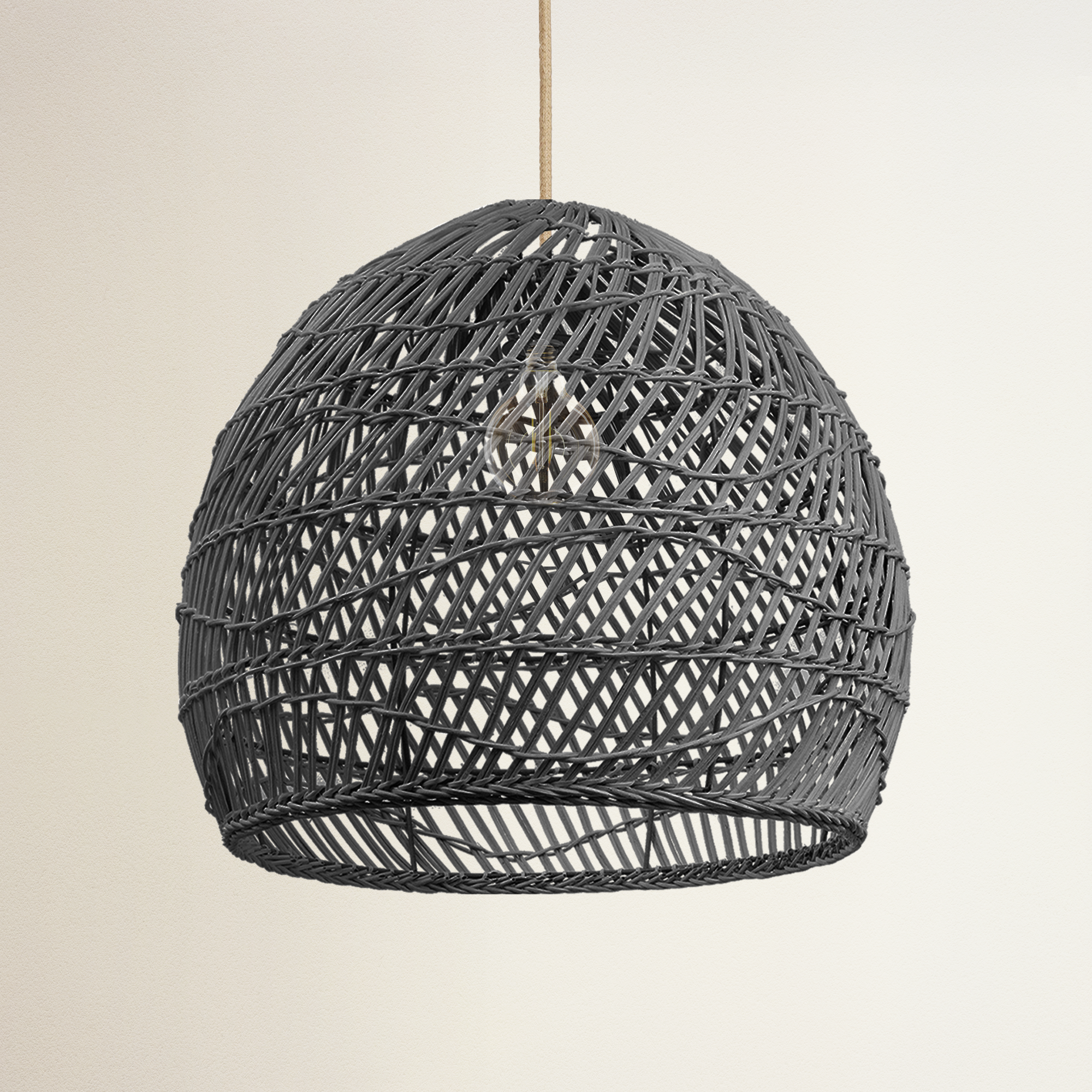 lunar woven pendant light fixture, off